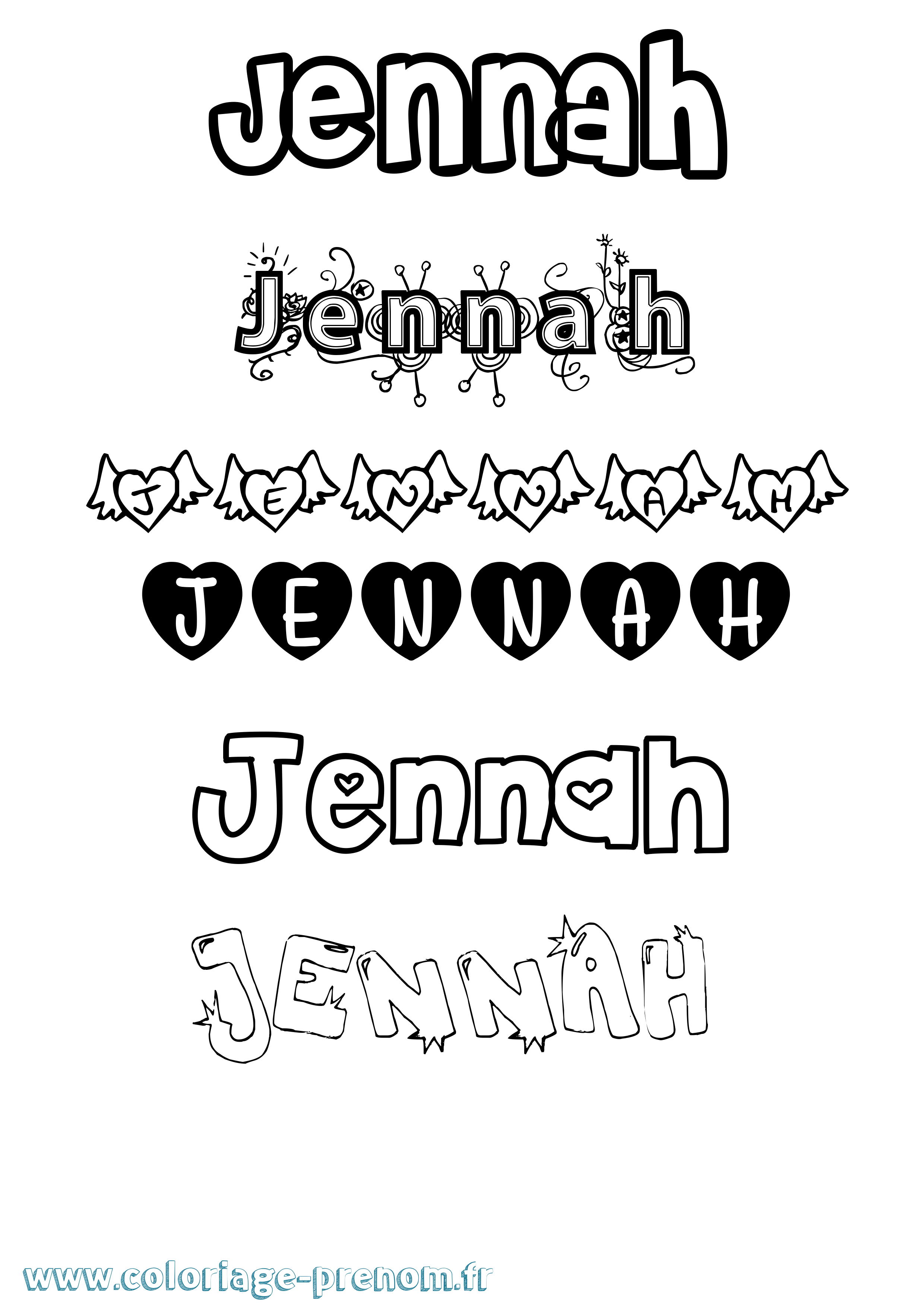 Coloriage Jennah Coloriage prénom Jennah