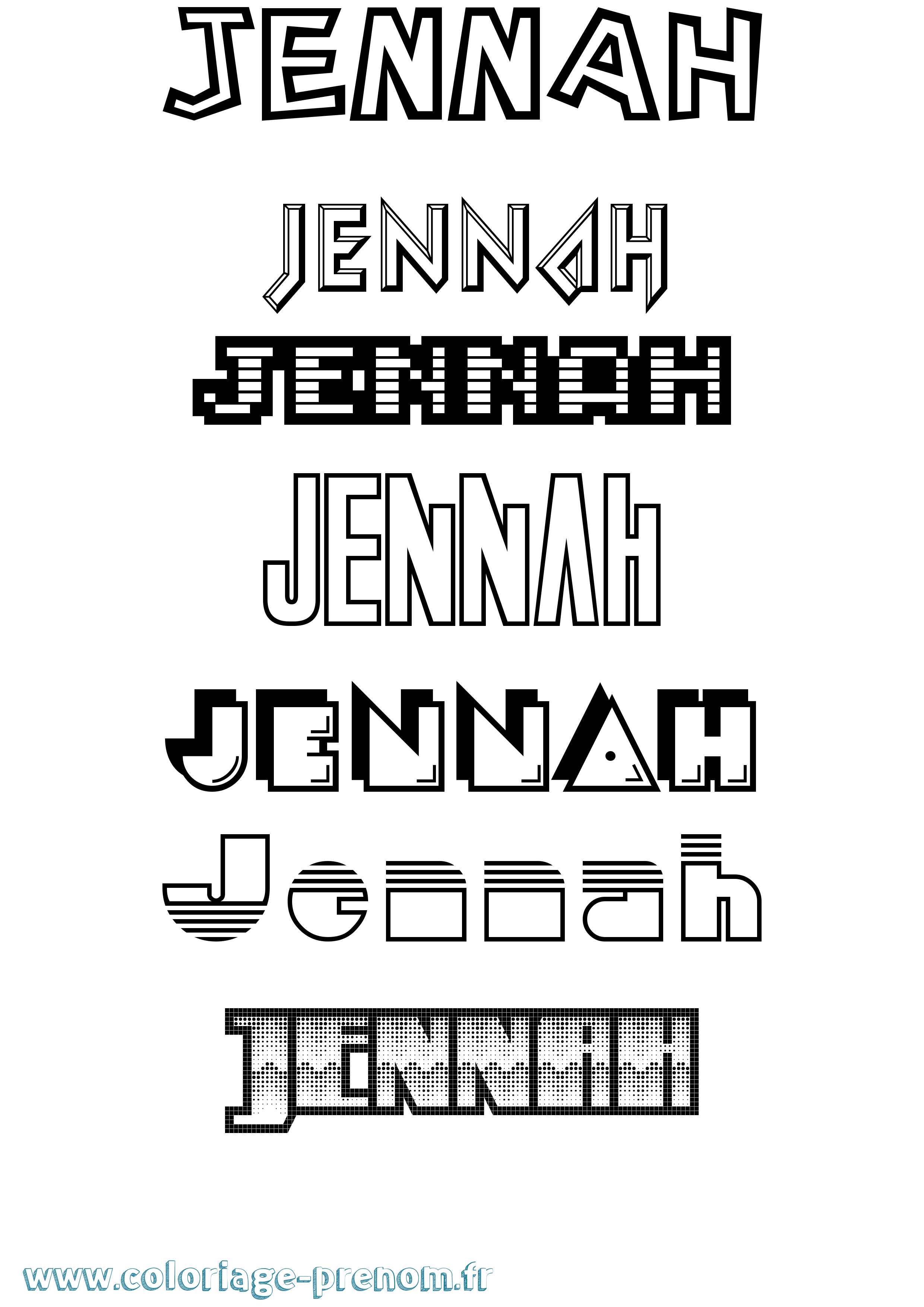 Coloriage Jennah Coloriage prénom Jennah