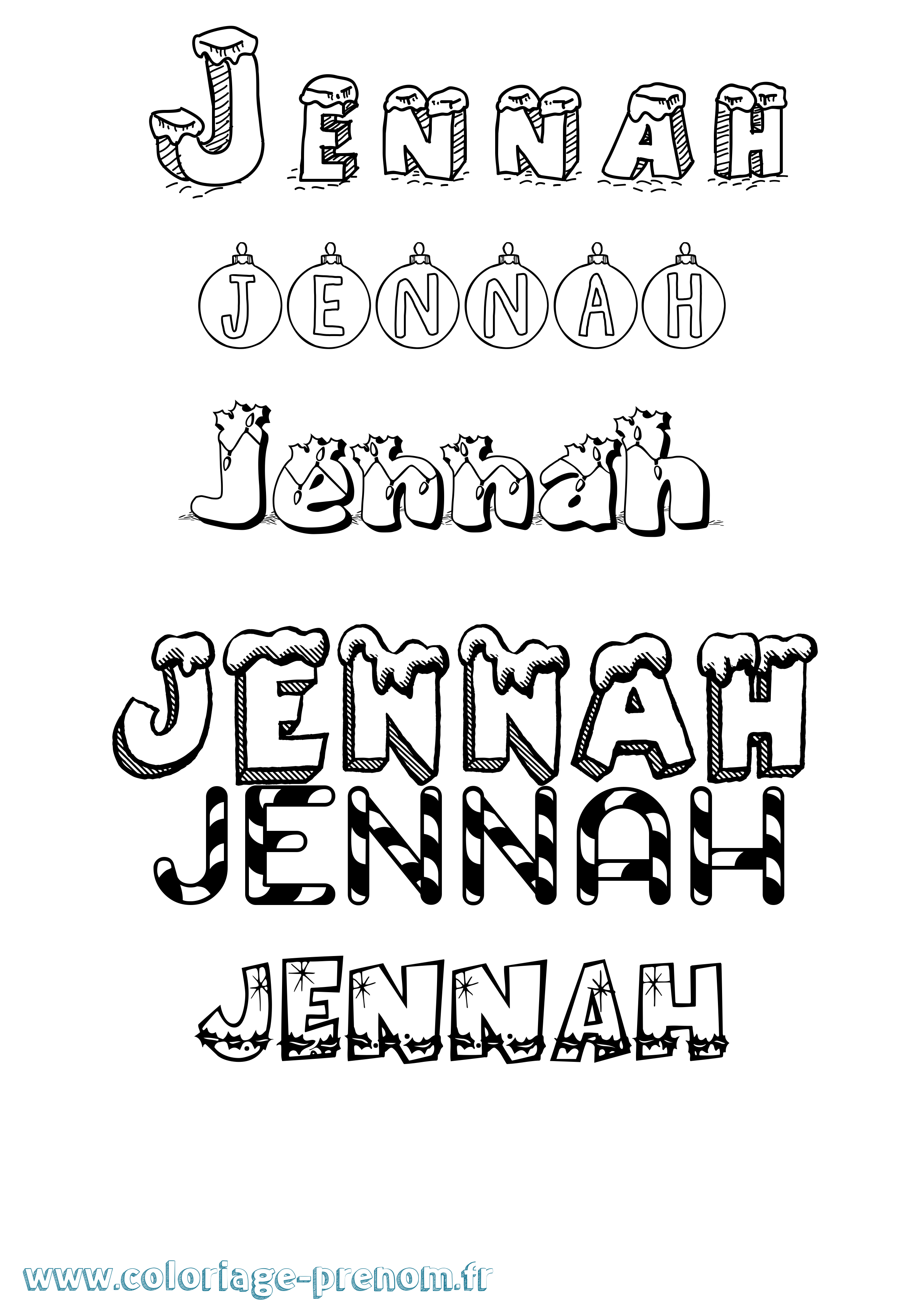 Coloriage Jennah Coloriage prénom Jennah