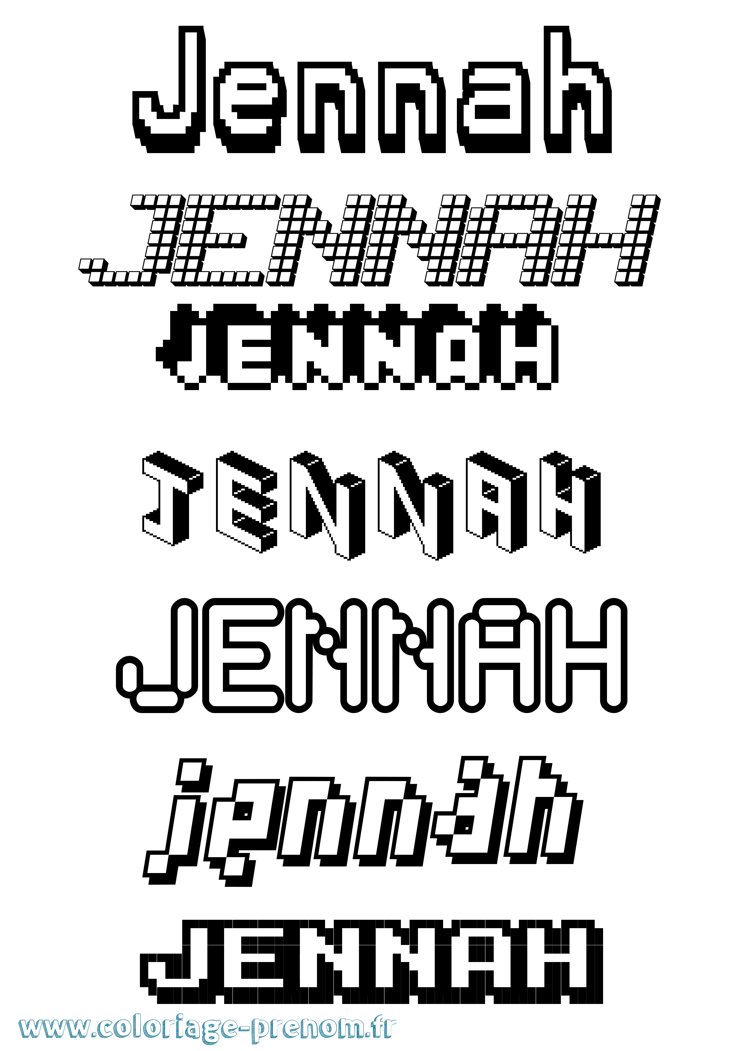 Coloriage Jennah Coloriage prénom Jennah