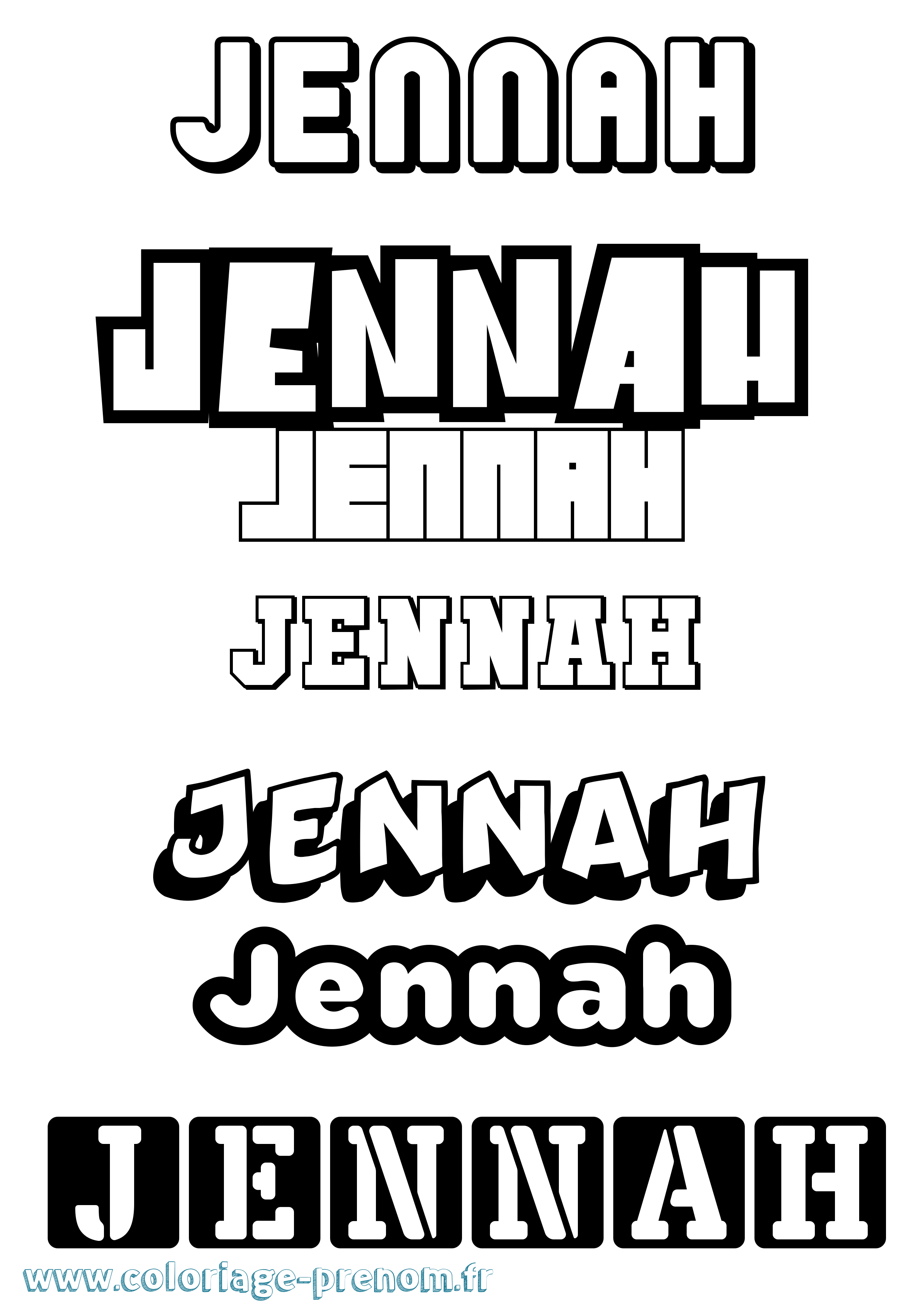 Coloriage Jennah Coloriage prénom Jennah