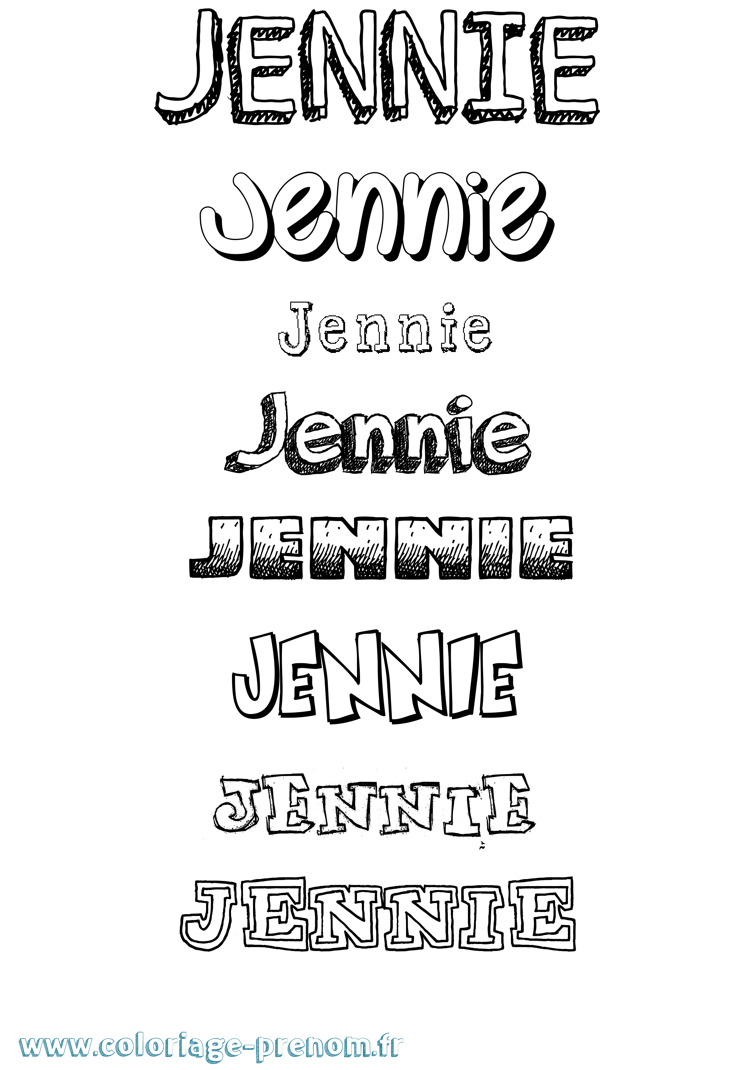 Coloriage prénom Jennie Dessiné