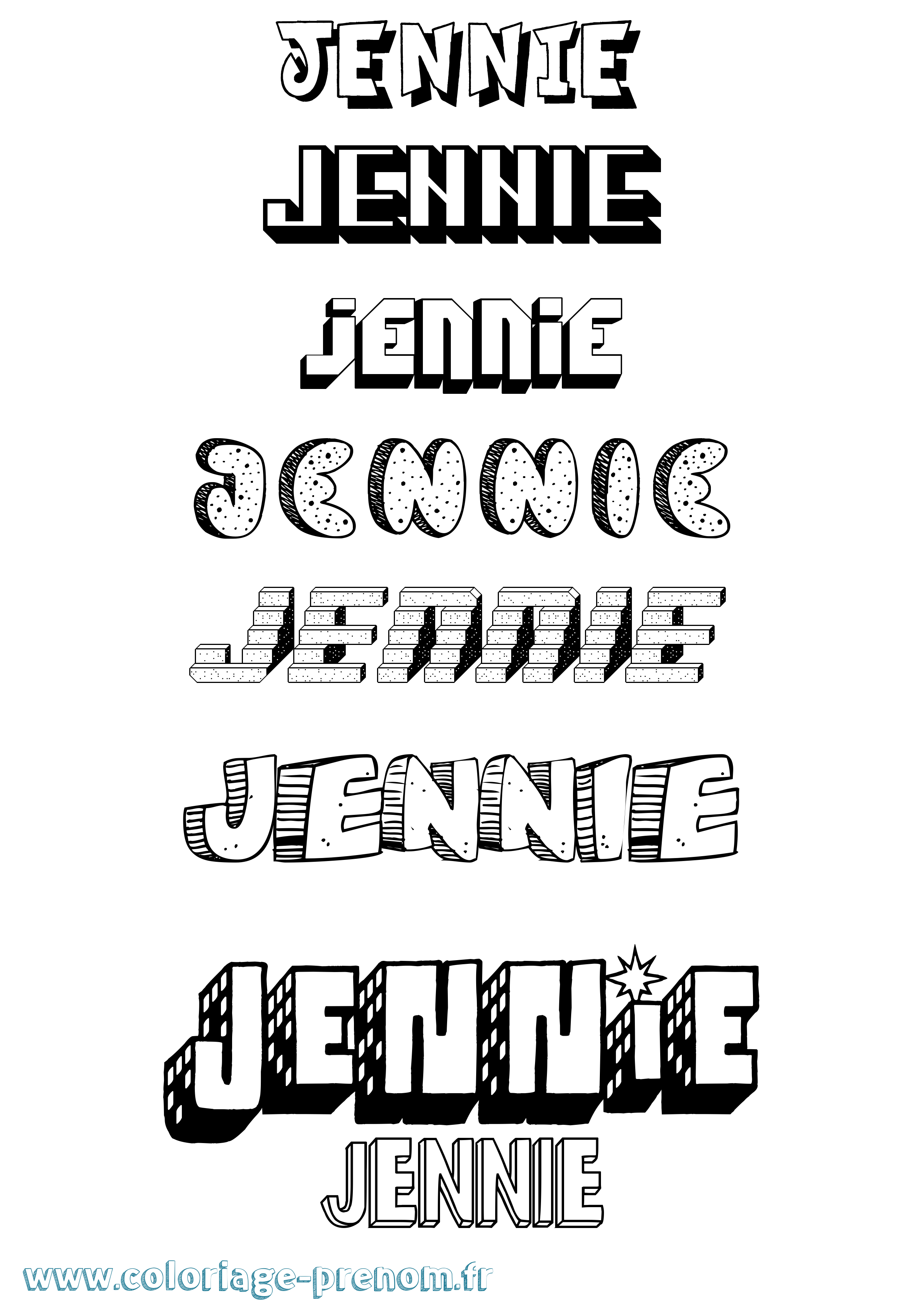 Coloriage prénom Jennie Effet 3D