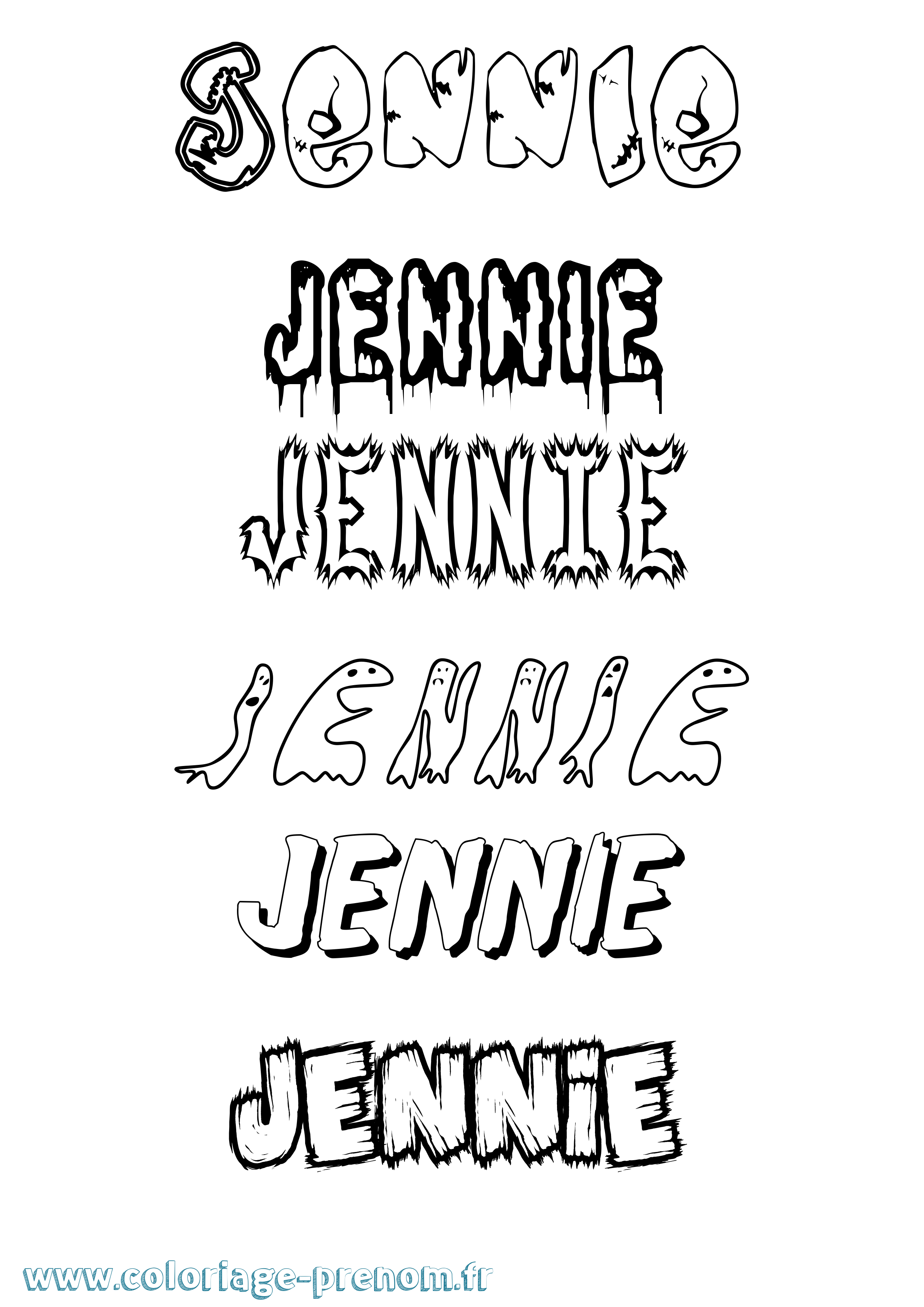 Coloriage prénom Jennie Frisson