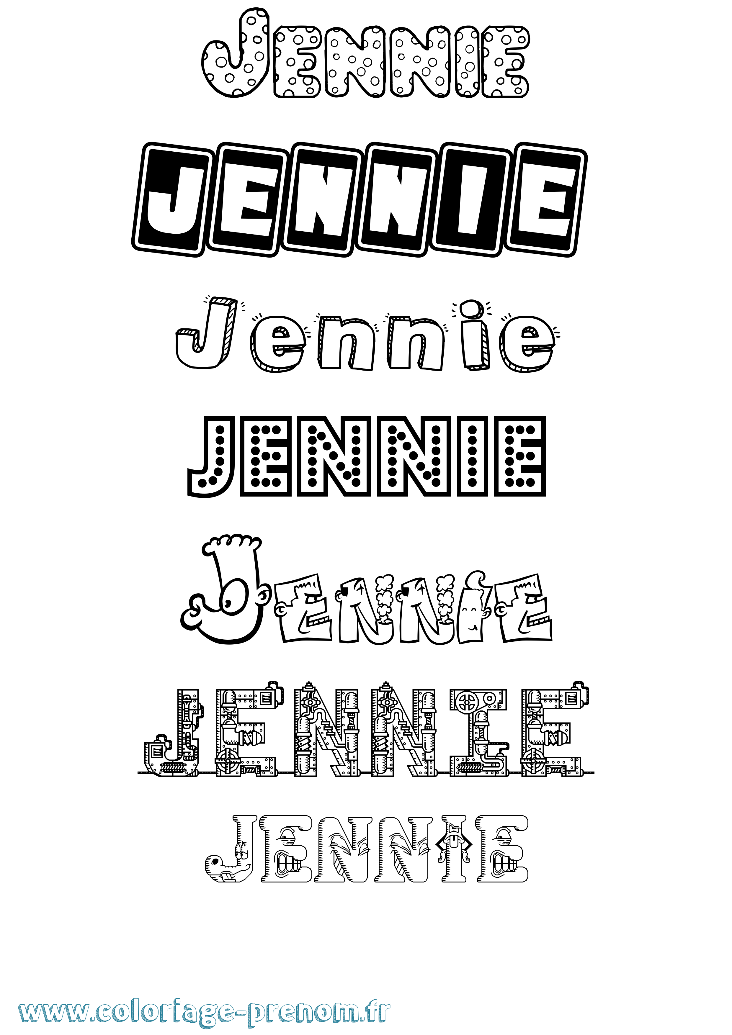 Coloriage prénom Jennie Fun