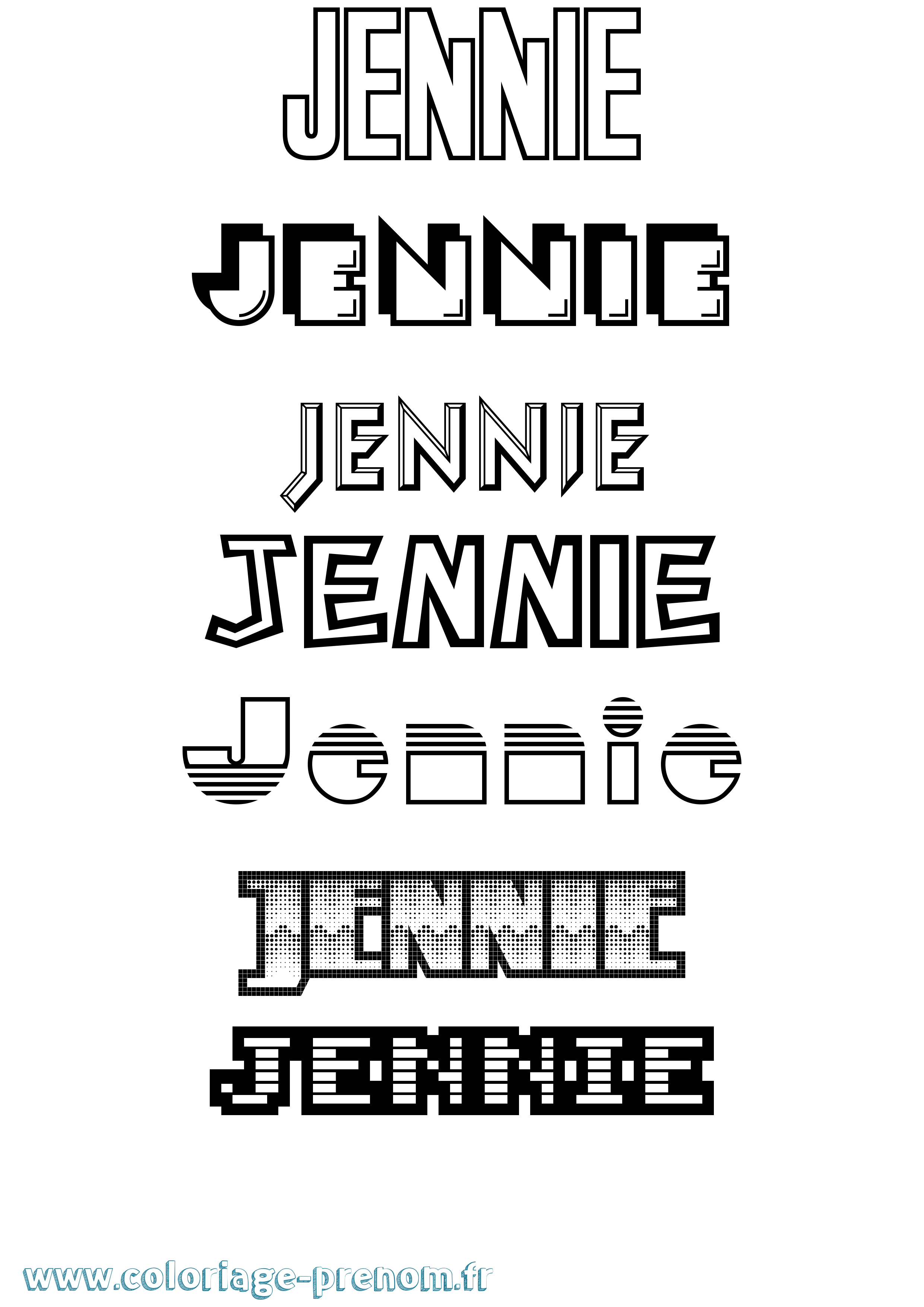 Coloriage prénom Jennie Jeux Vidéos