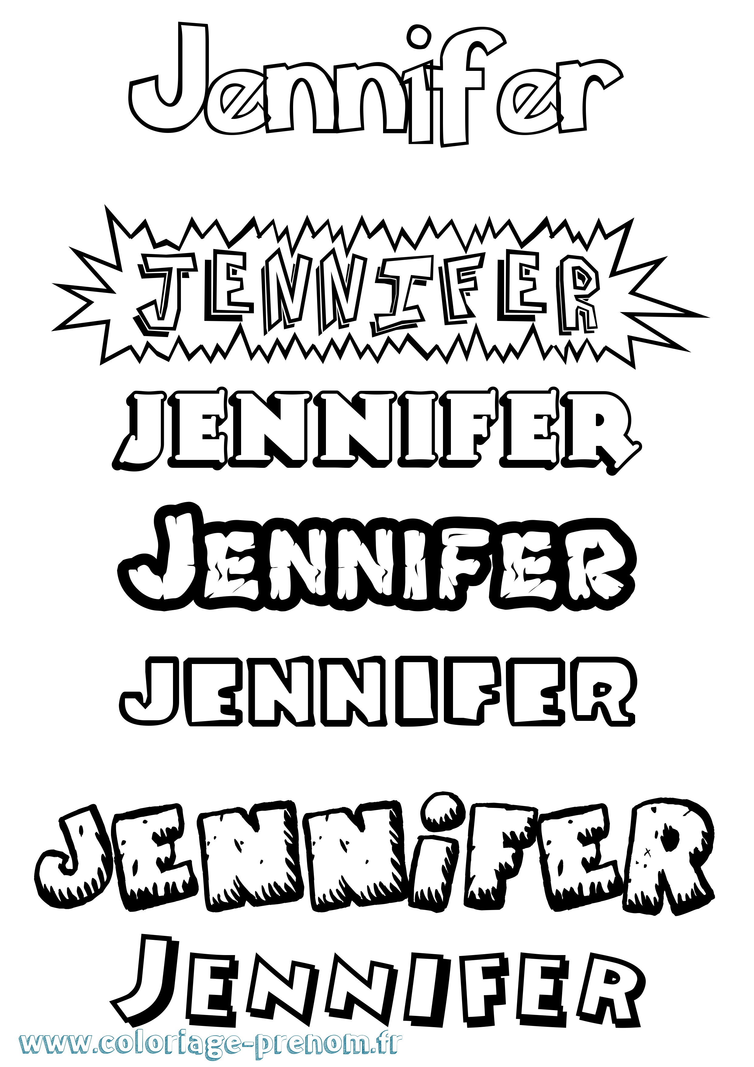 Coloriage prénom Jennifer Dessin Animé