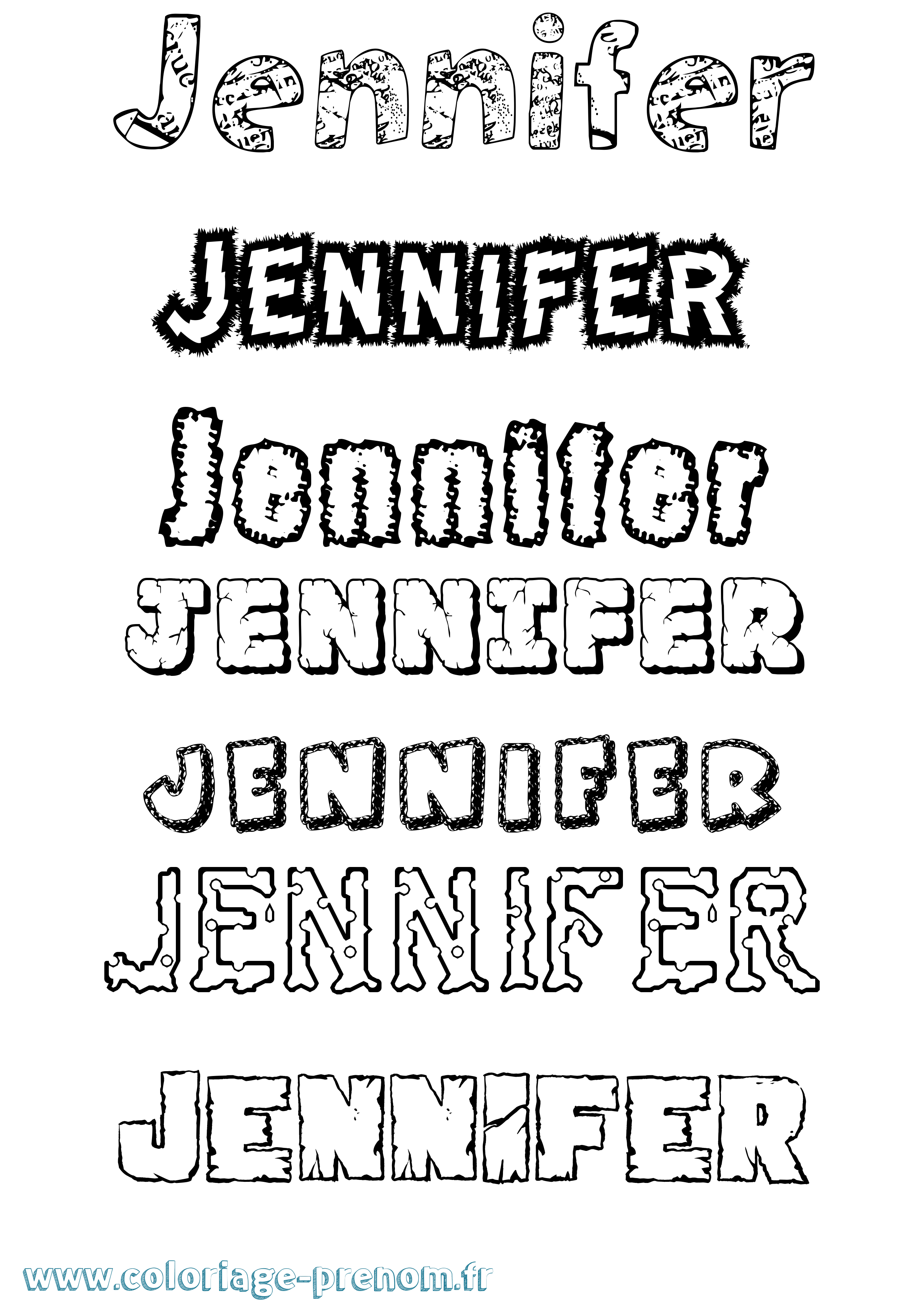 Coloriage prénom Jennifer Destructuré