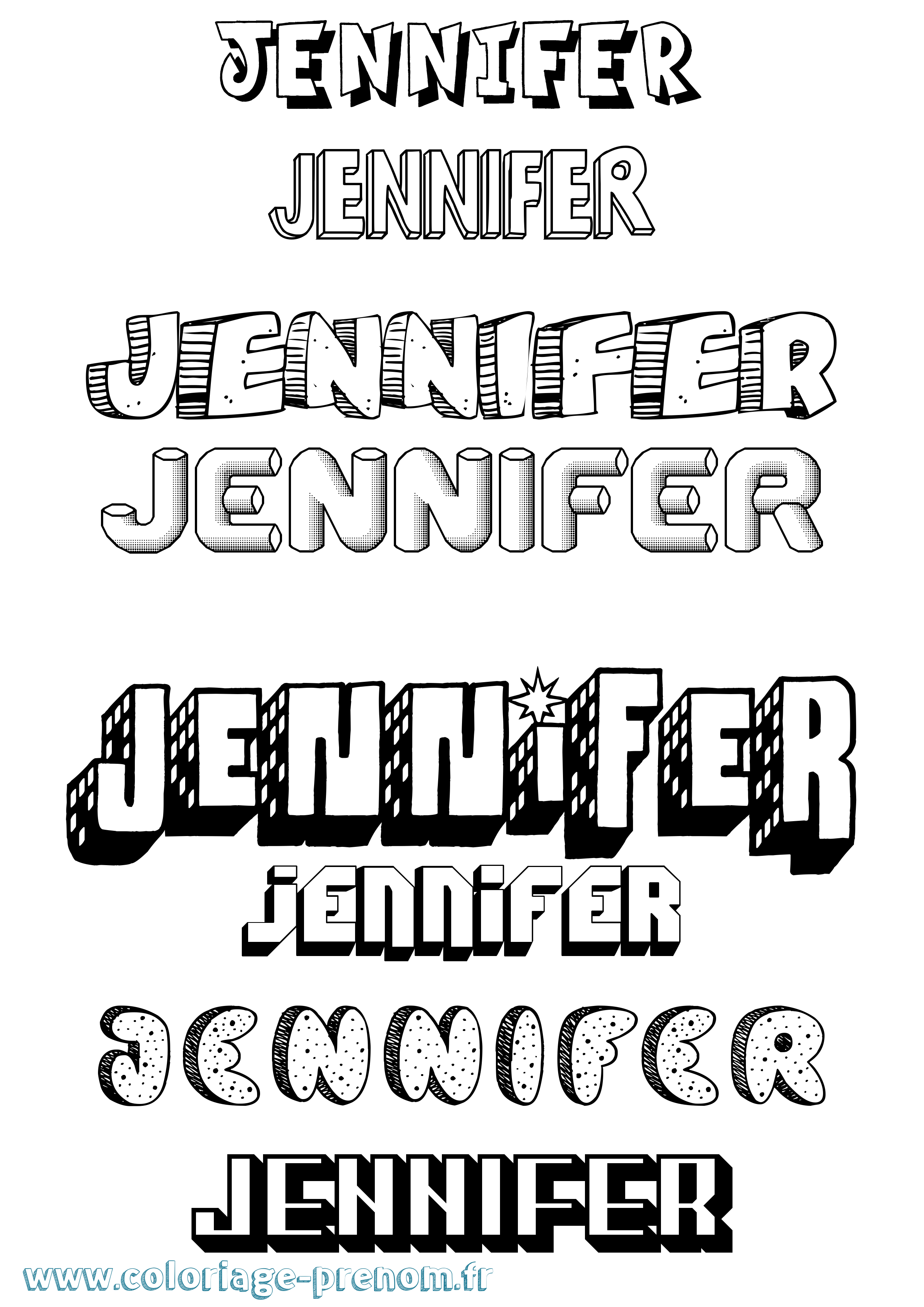 Coloriage prénom Jennifer Effet 3D