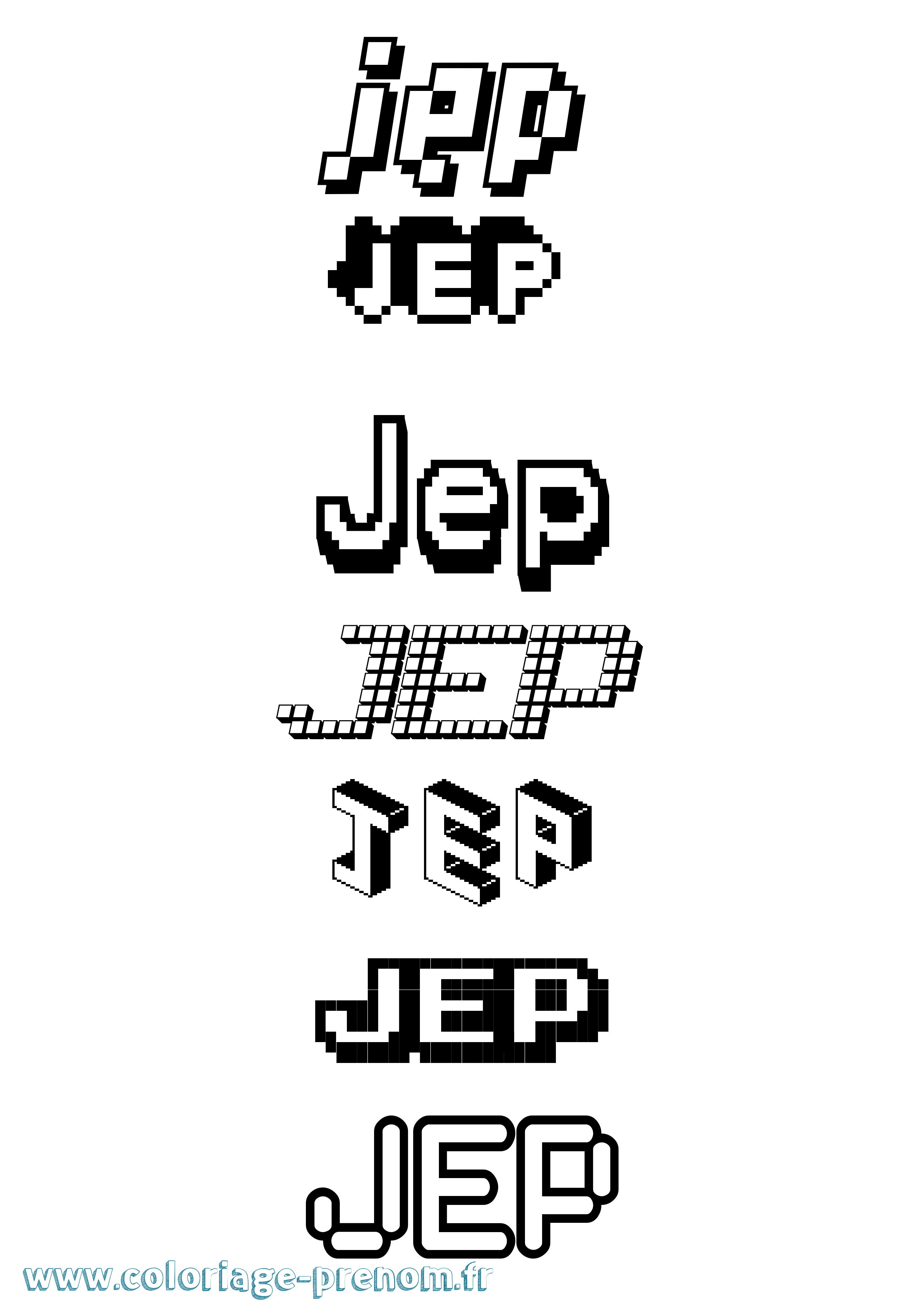 Coloriage prénom Jep Pixel