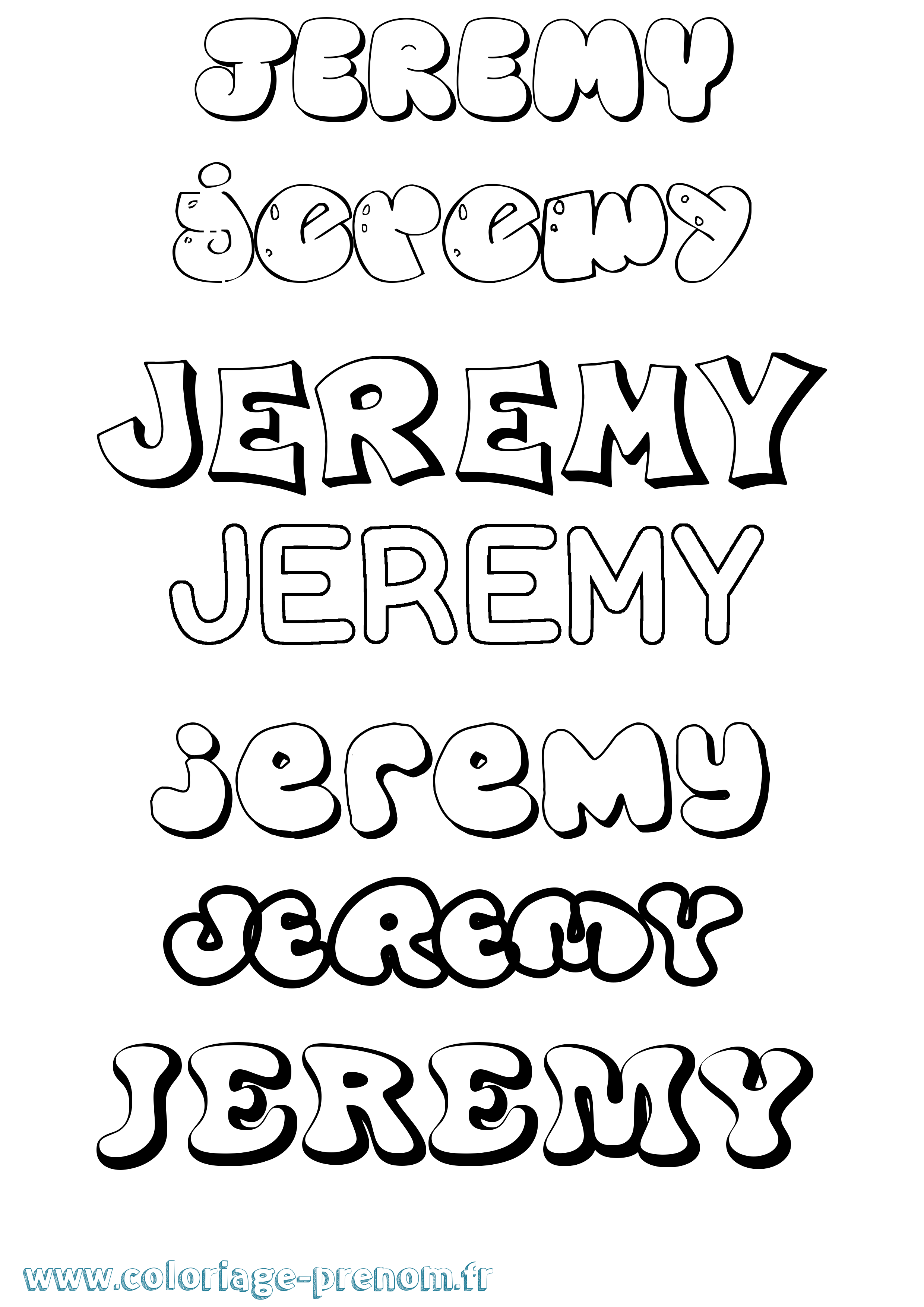 Coloriage prénom Jeremy Bubble