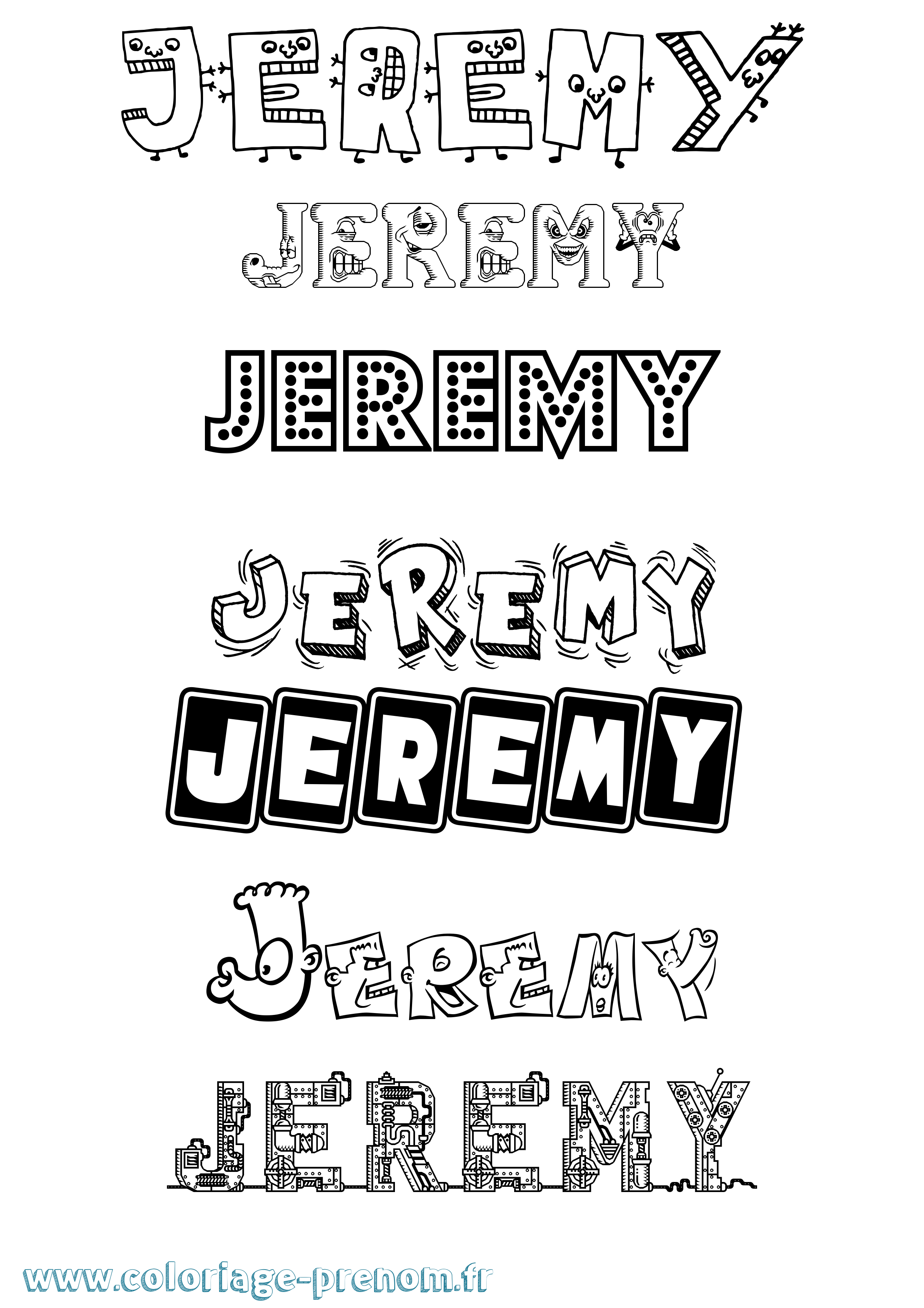 Coloriage prénom Jeremy Fun