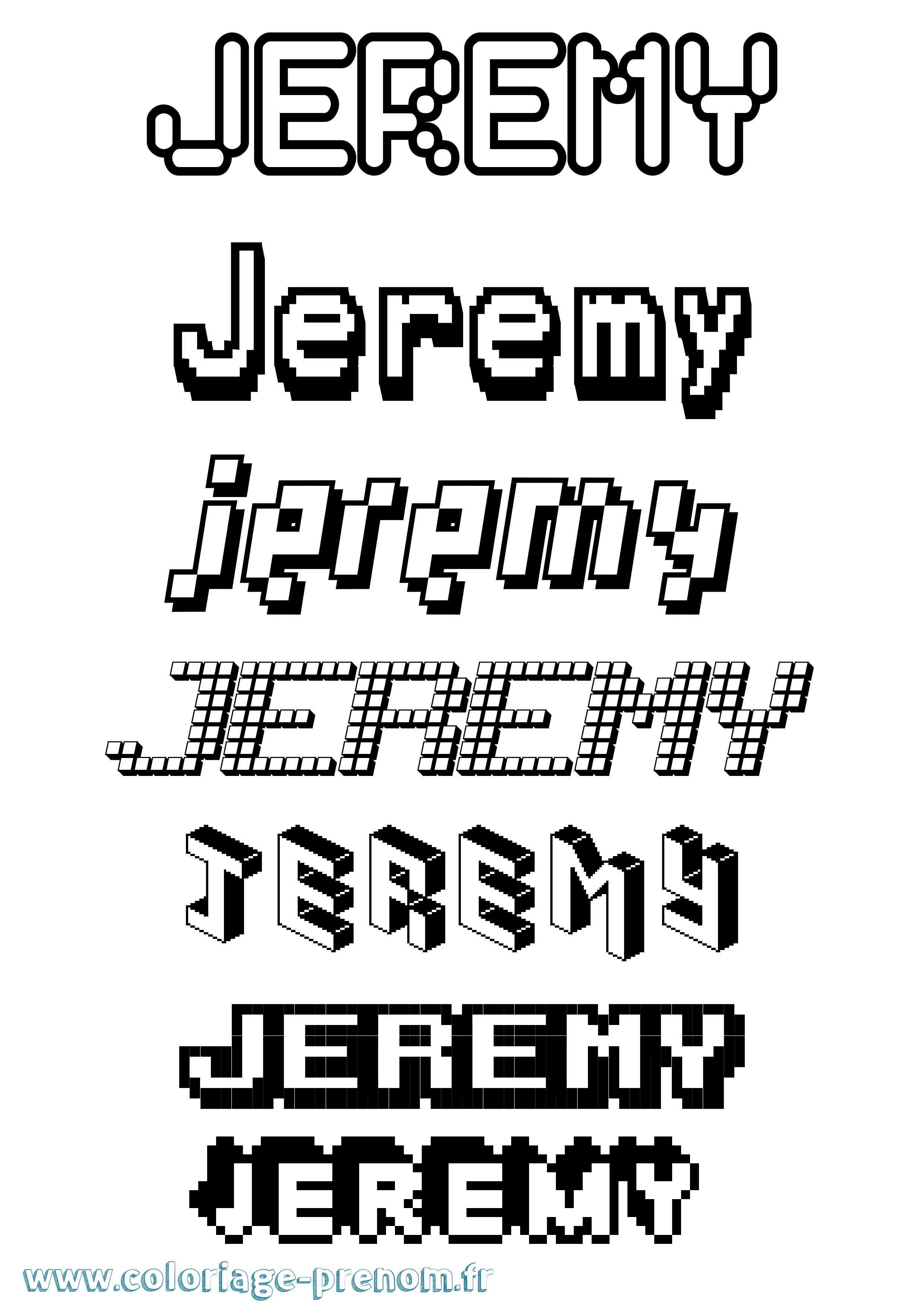 Coloriage prénom Jeremy Pixel
