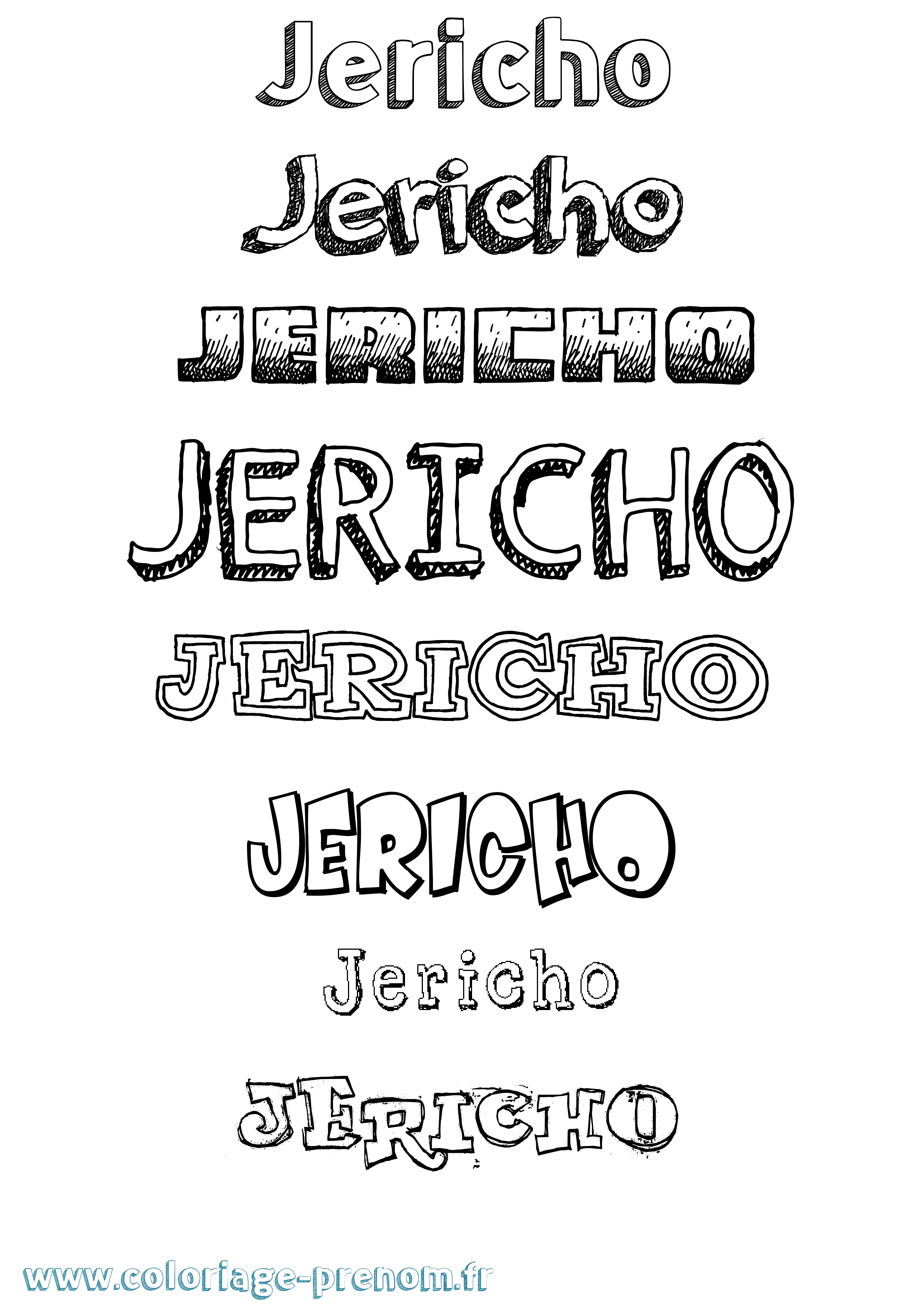 Coloriage prénom Jericho Dessiné