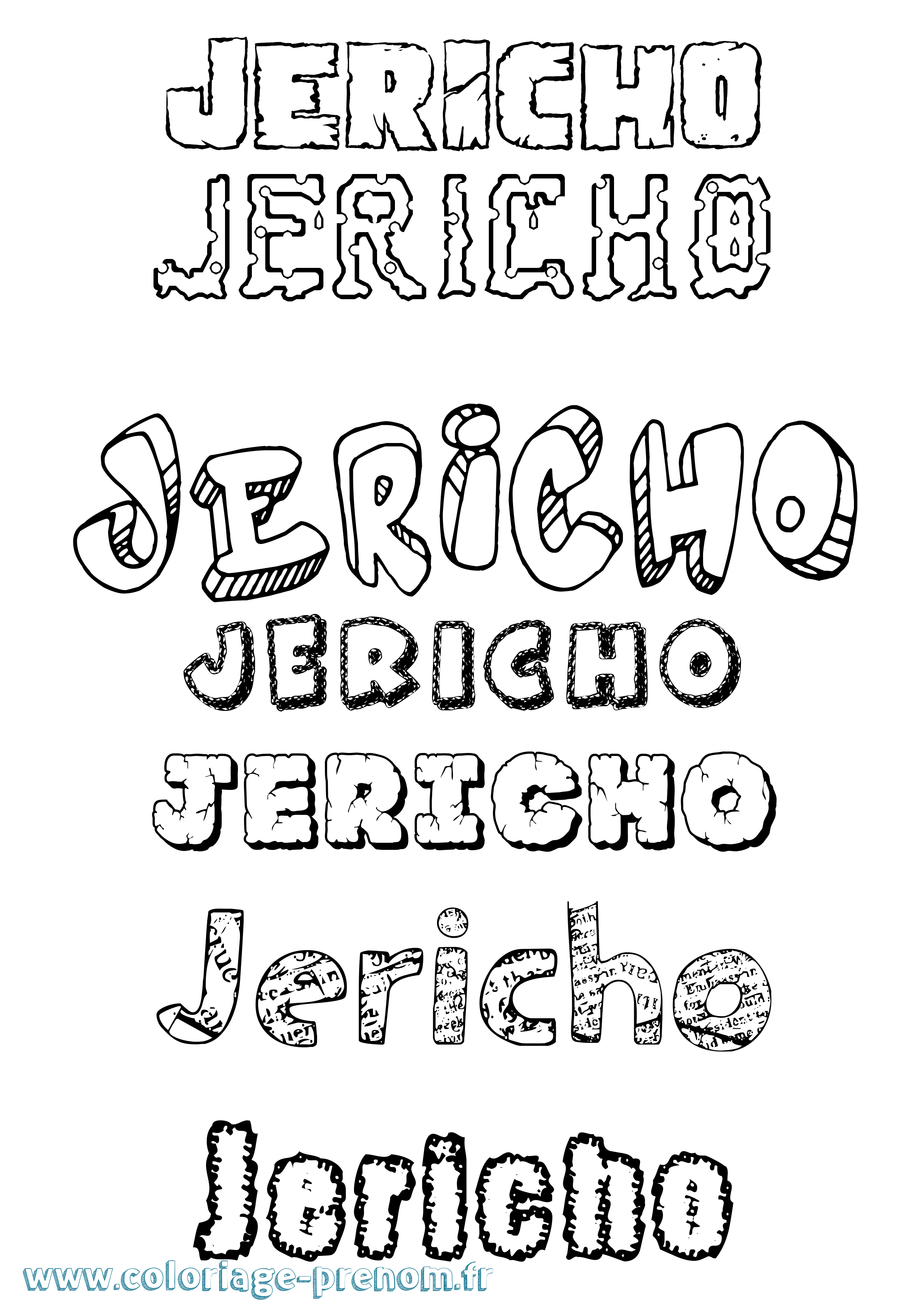 Coloriage prénom Jericho Destructuré