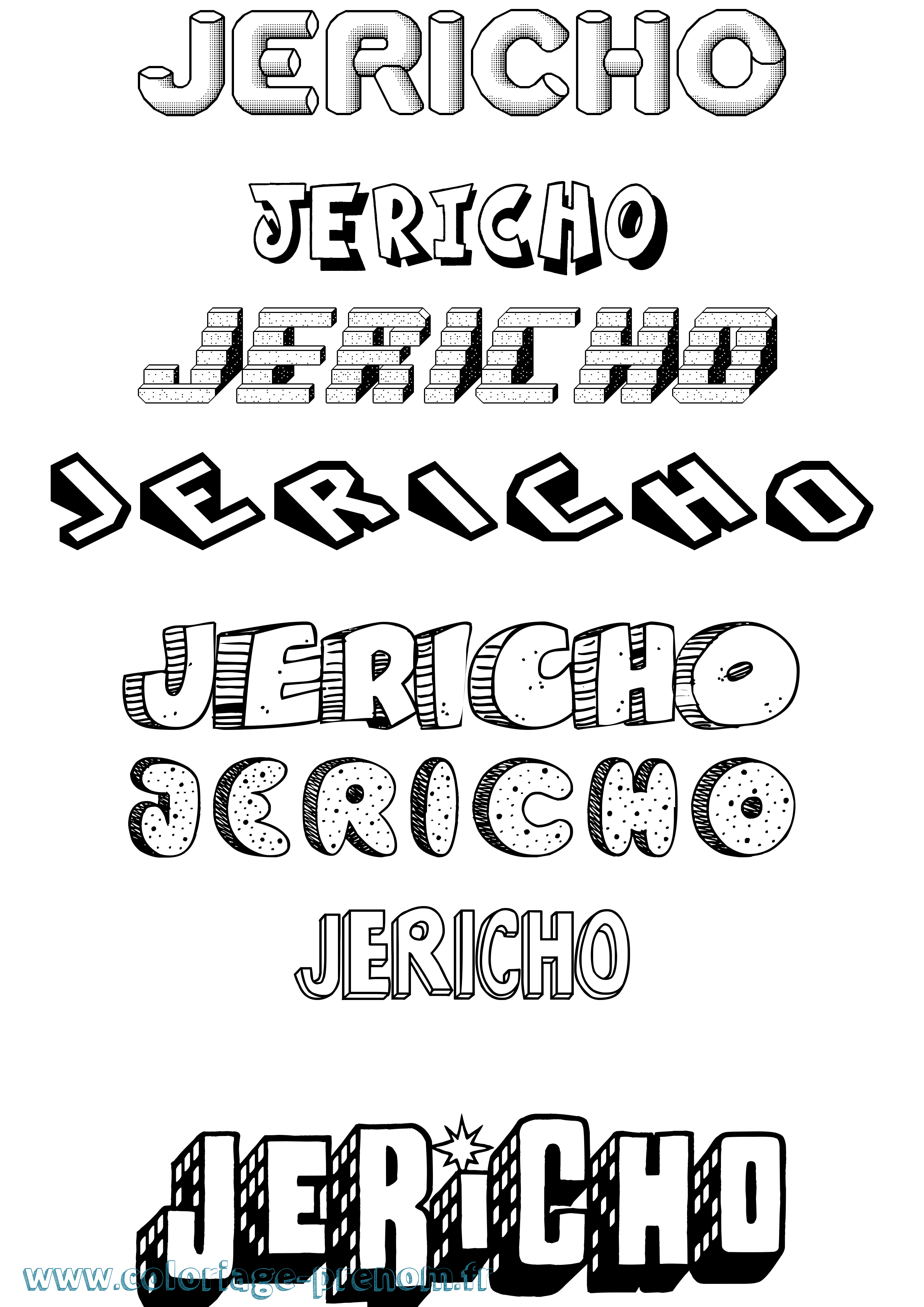 Coloriage prénom Jericho Effet 3D