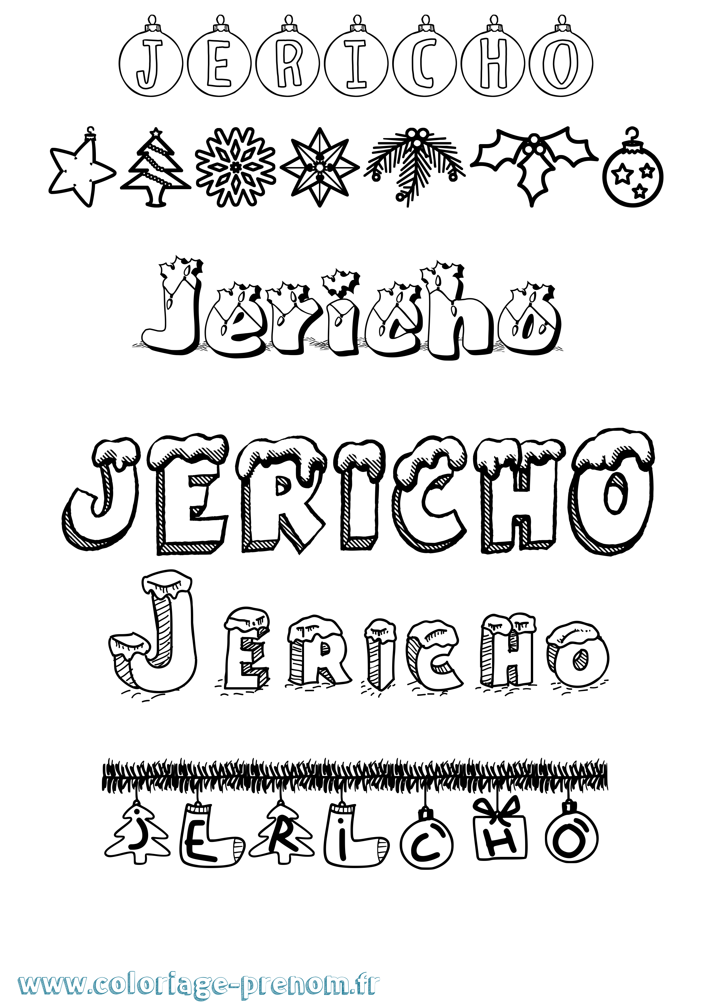 Coloriage prénom Jericho Noël