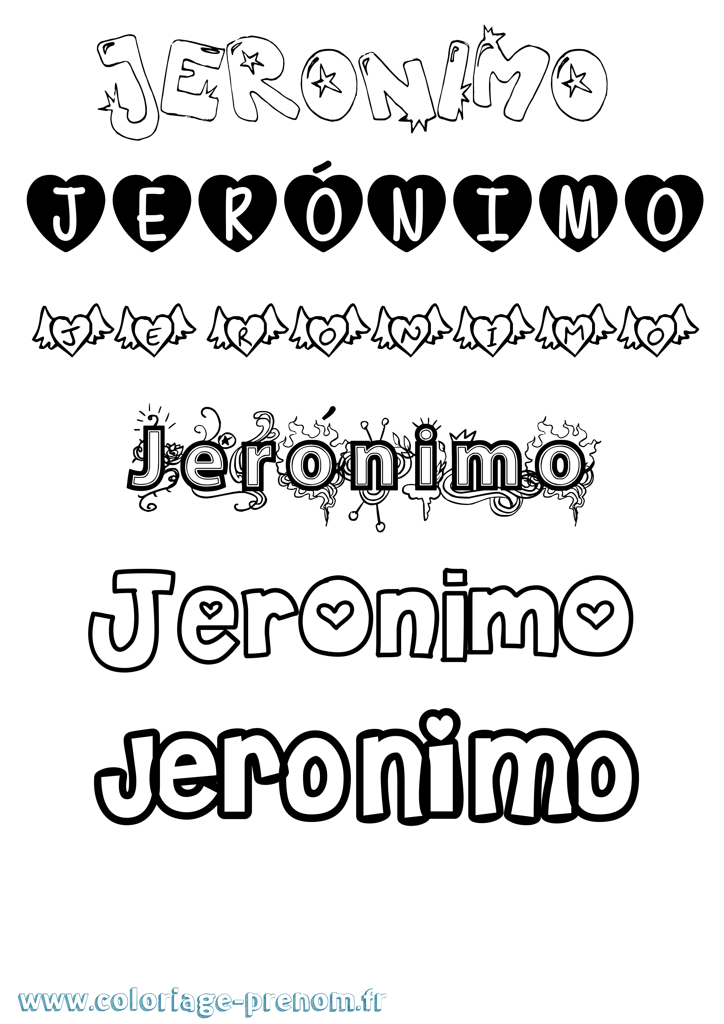 Coloriage prénom Jerónimo Girly