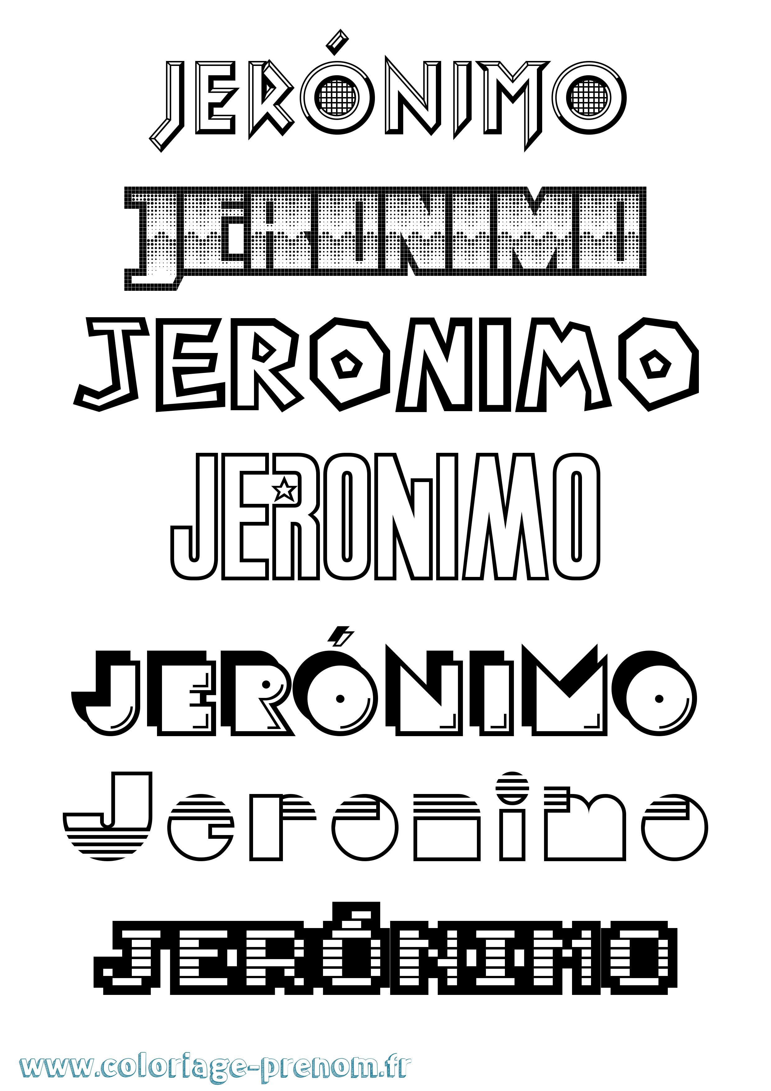 Coloriage prénom Jerónimo Jeux Vidéos