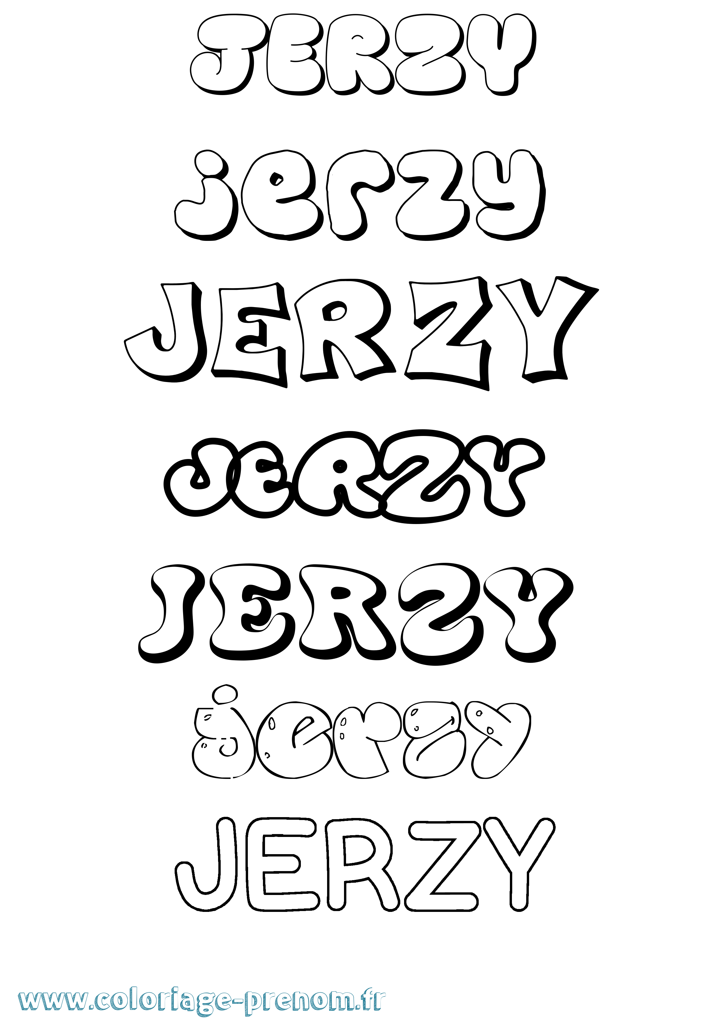 Coloriage Jerzy Bubble Coloriage prénom Jerzy Bubble