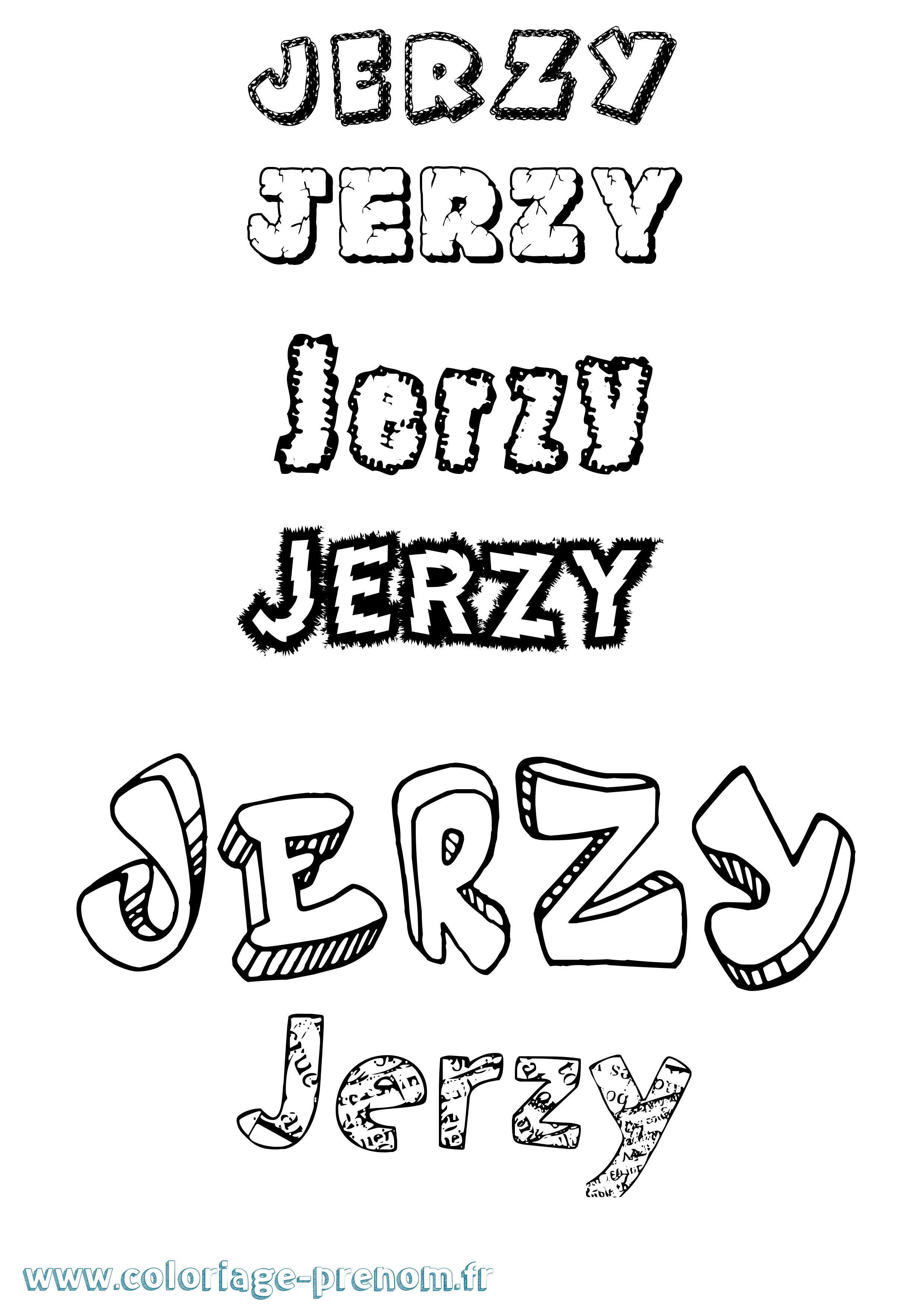 Coloriage Jerzy Destructuré Coloriage prénom Jerzy Destructuré