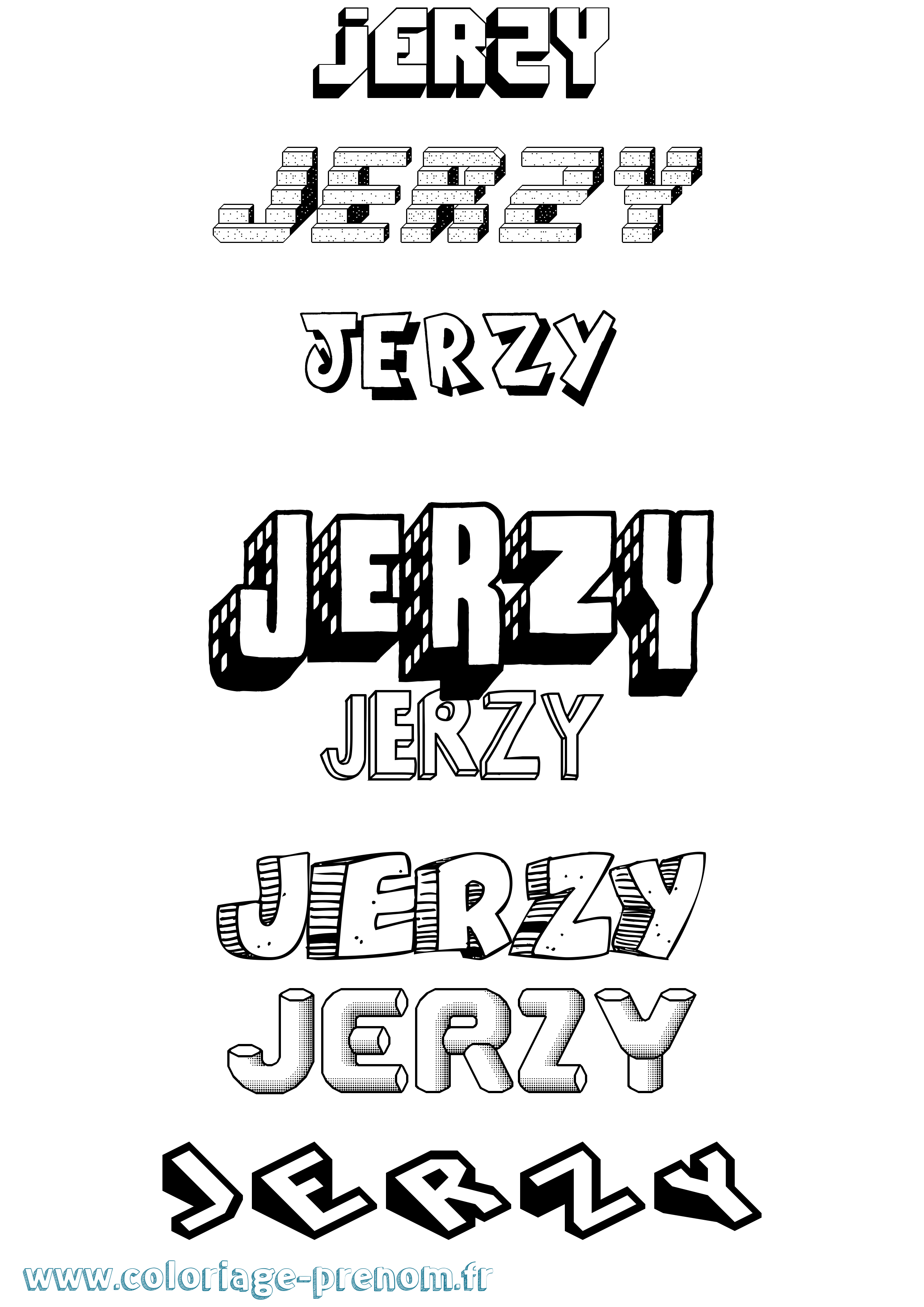 Coloriage Jerzy Effet 3D Coloriage prénom Jerzy Effet 3D