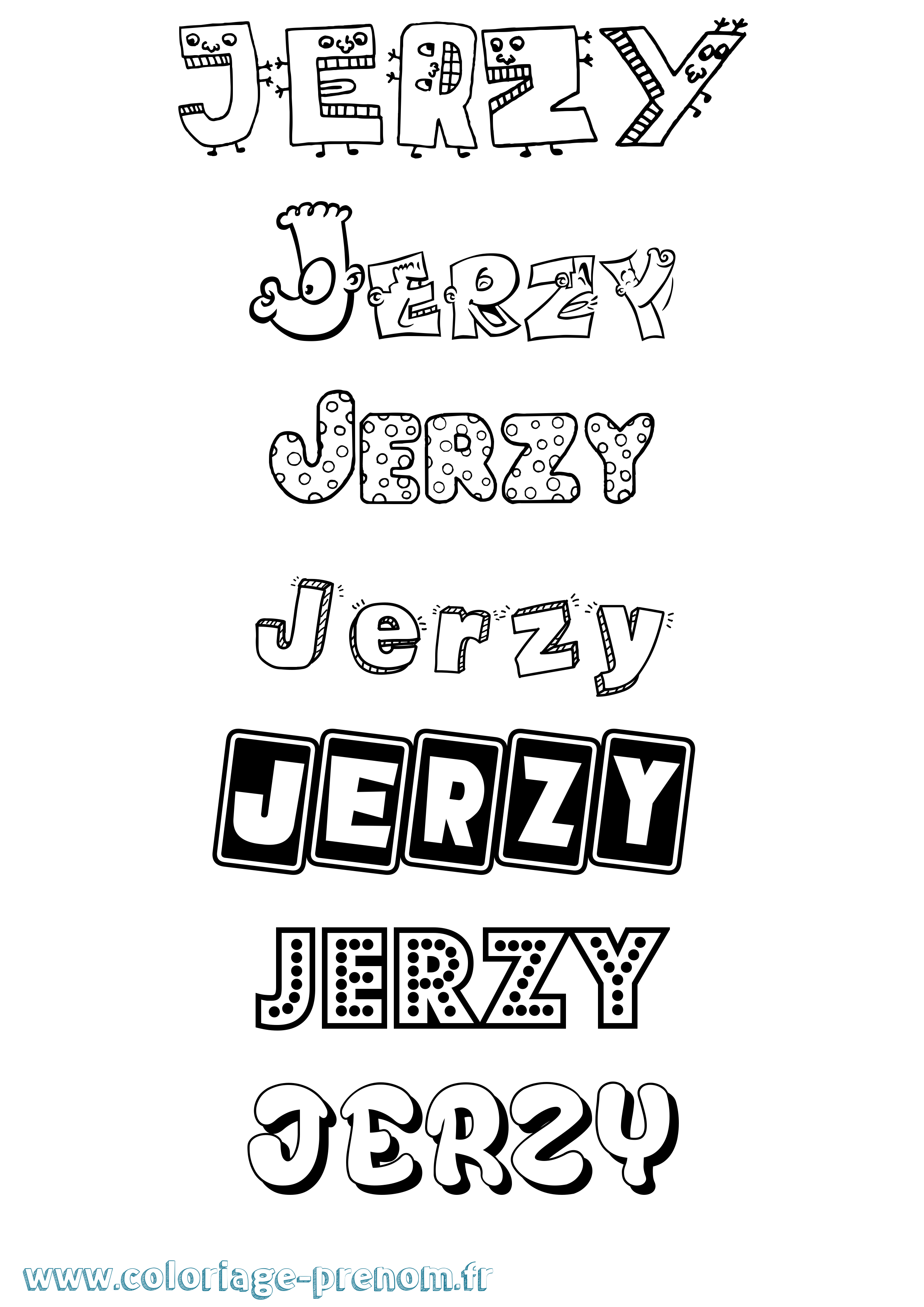 Coloriage prénom Jerzy Fun