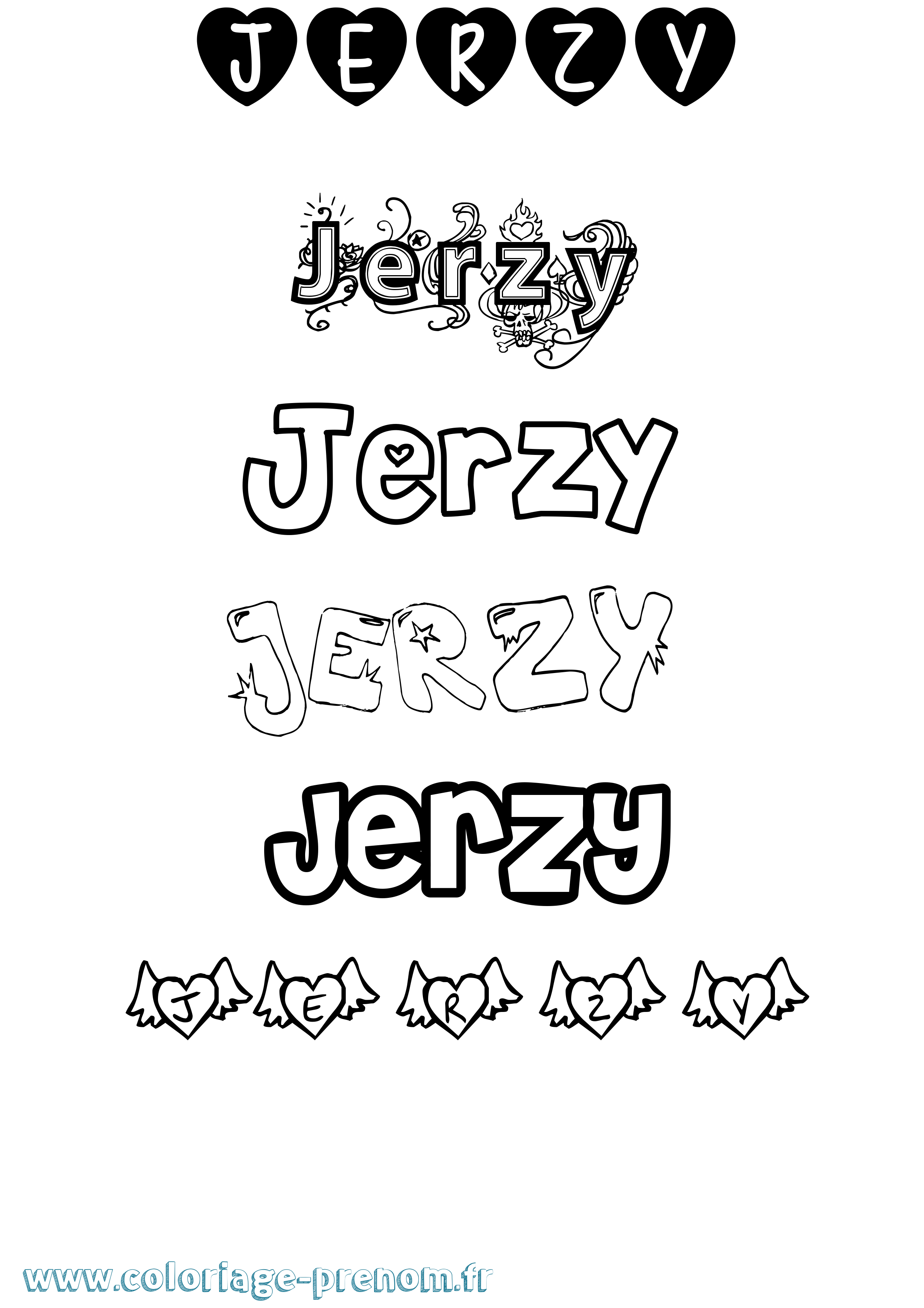 Coloriage prénom Jerzy Girly