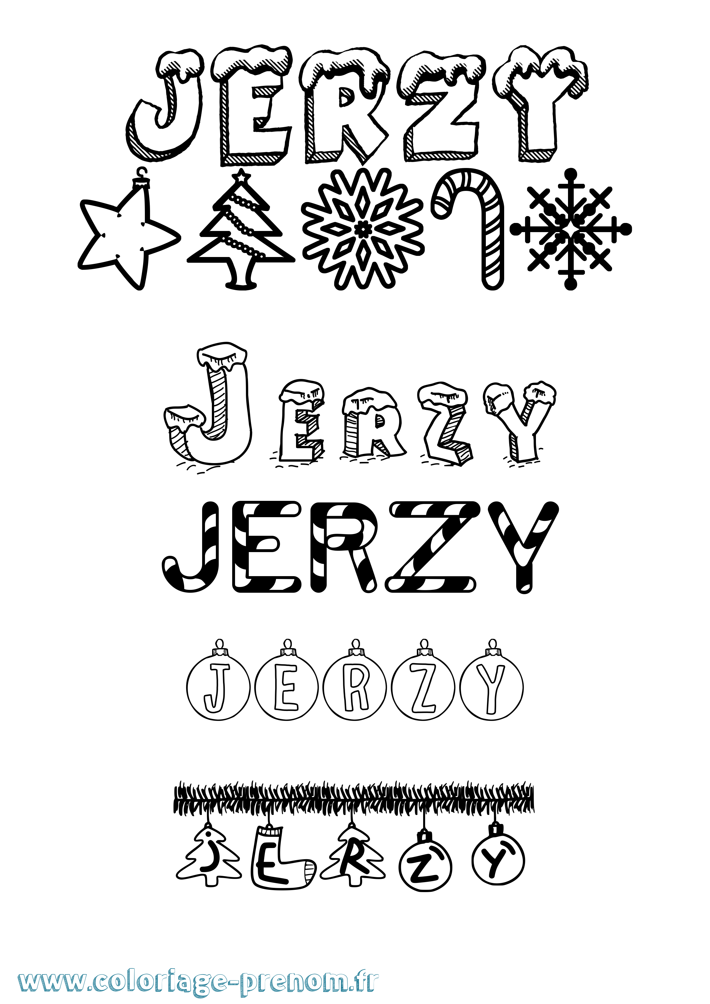 Coloriage Jerzy Noël Coloriage prénom Jerzy Noël