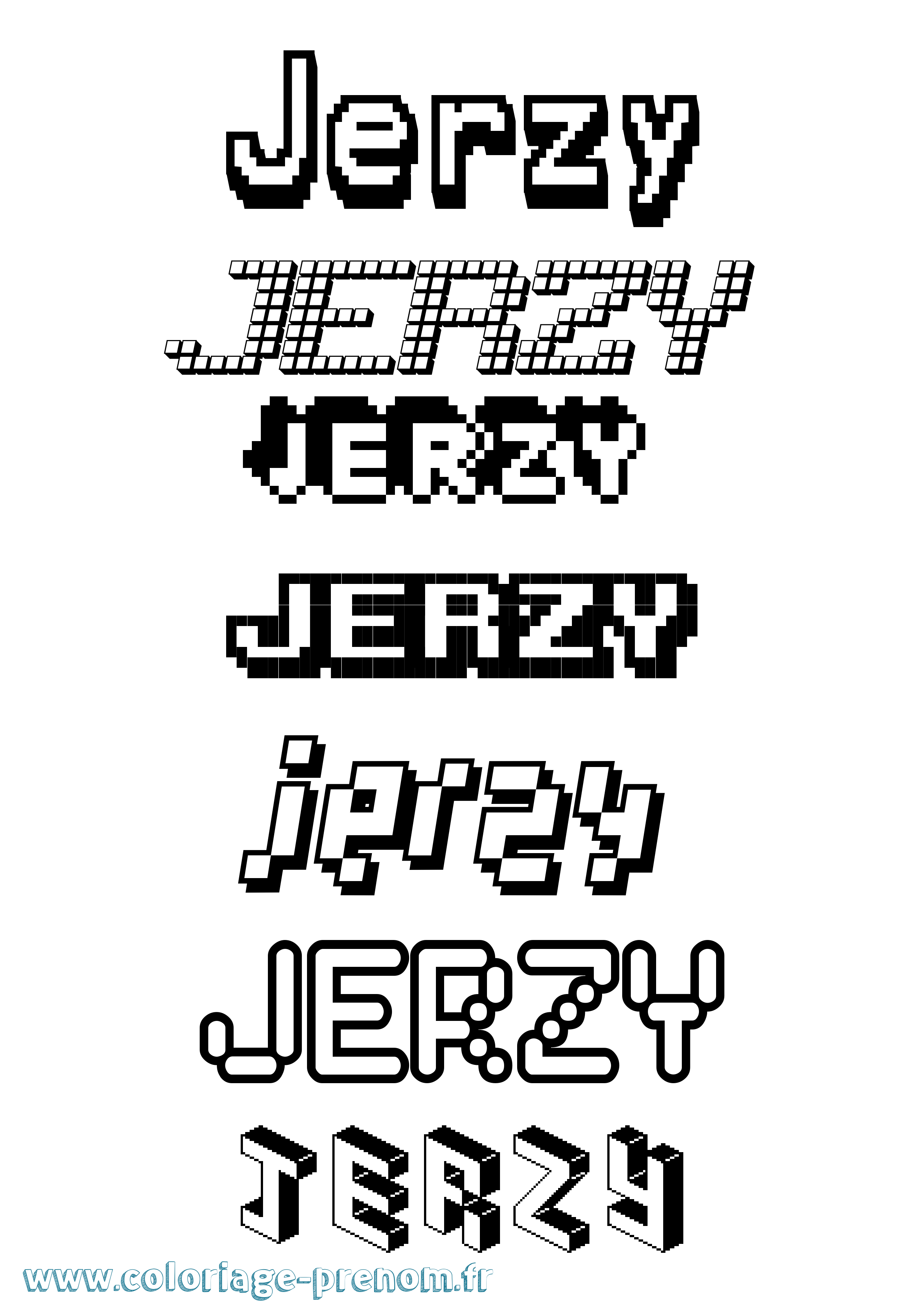Coloriage prénom Jerzy Pixel