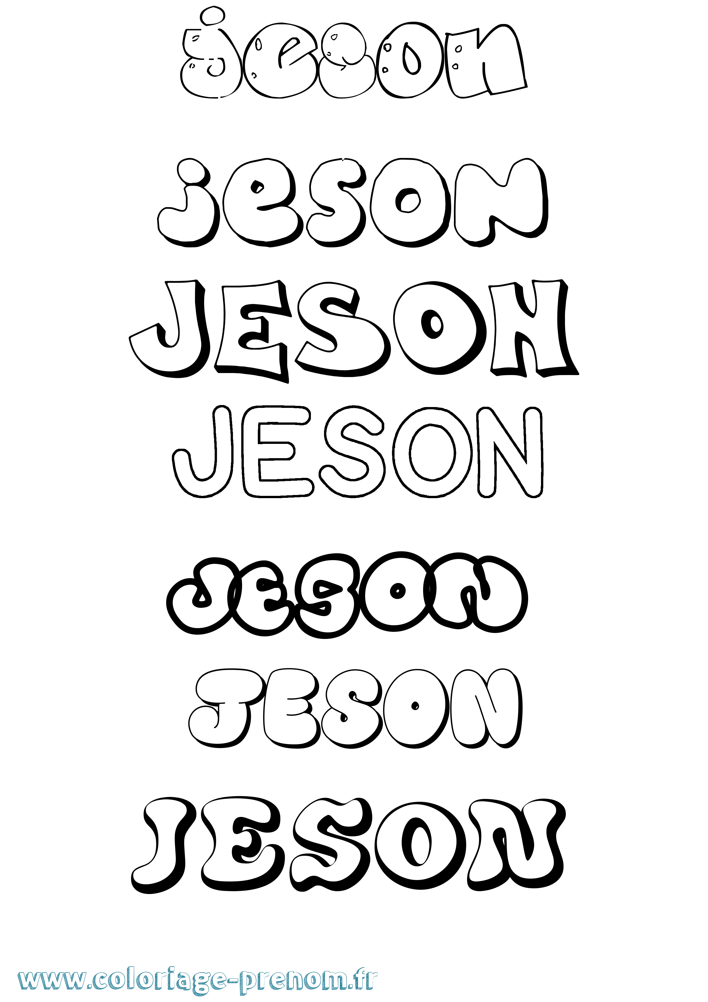Coloriage prénom Jeson Bubble