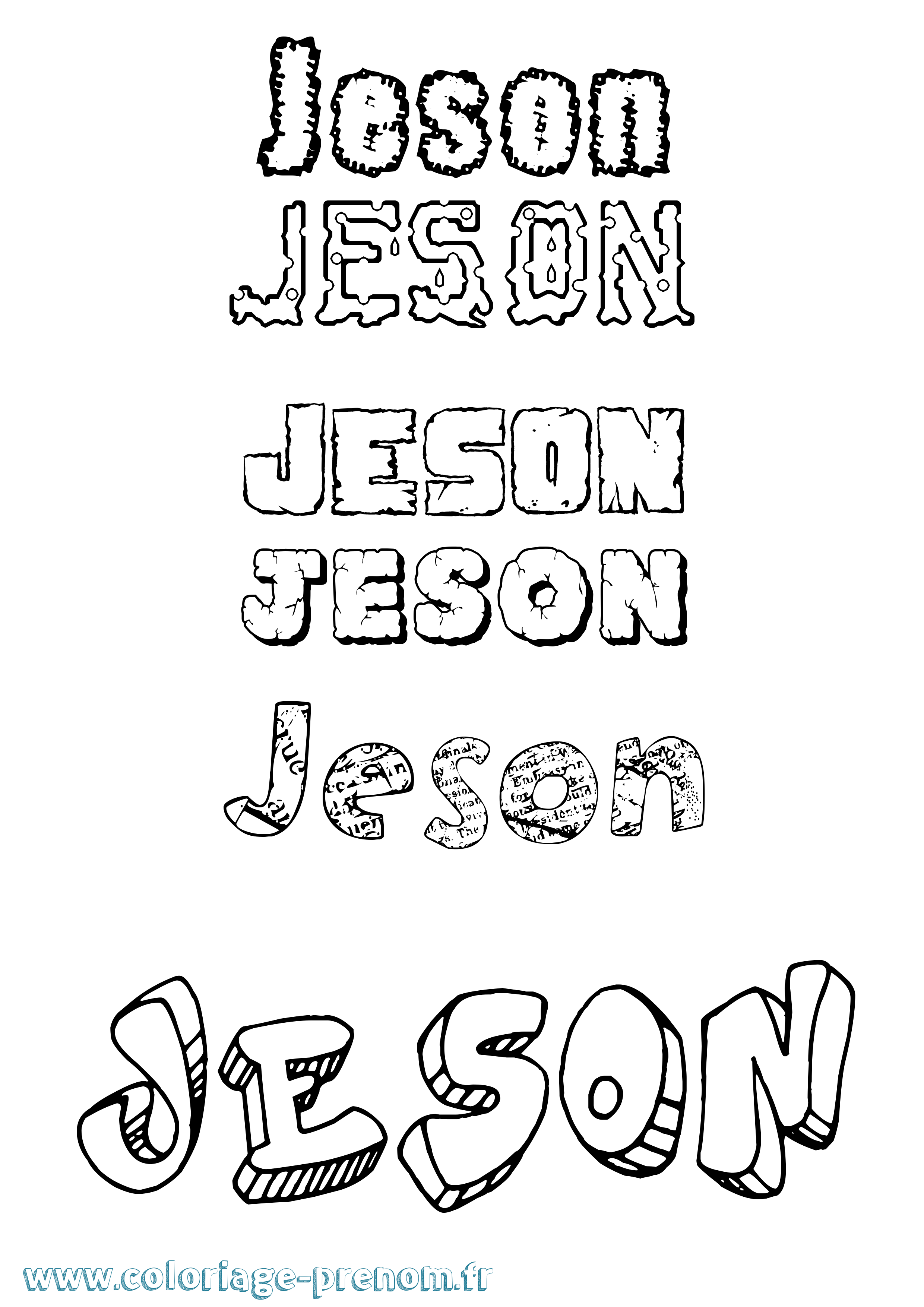 Coloriage prénom Jeson Destructuré
