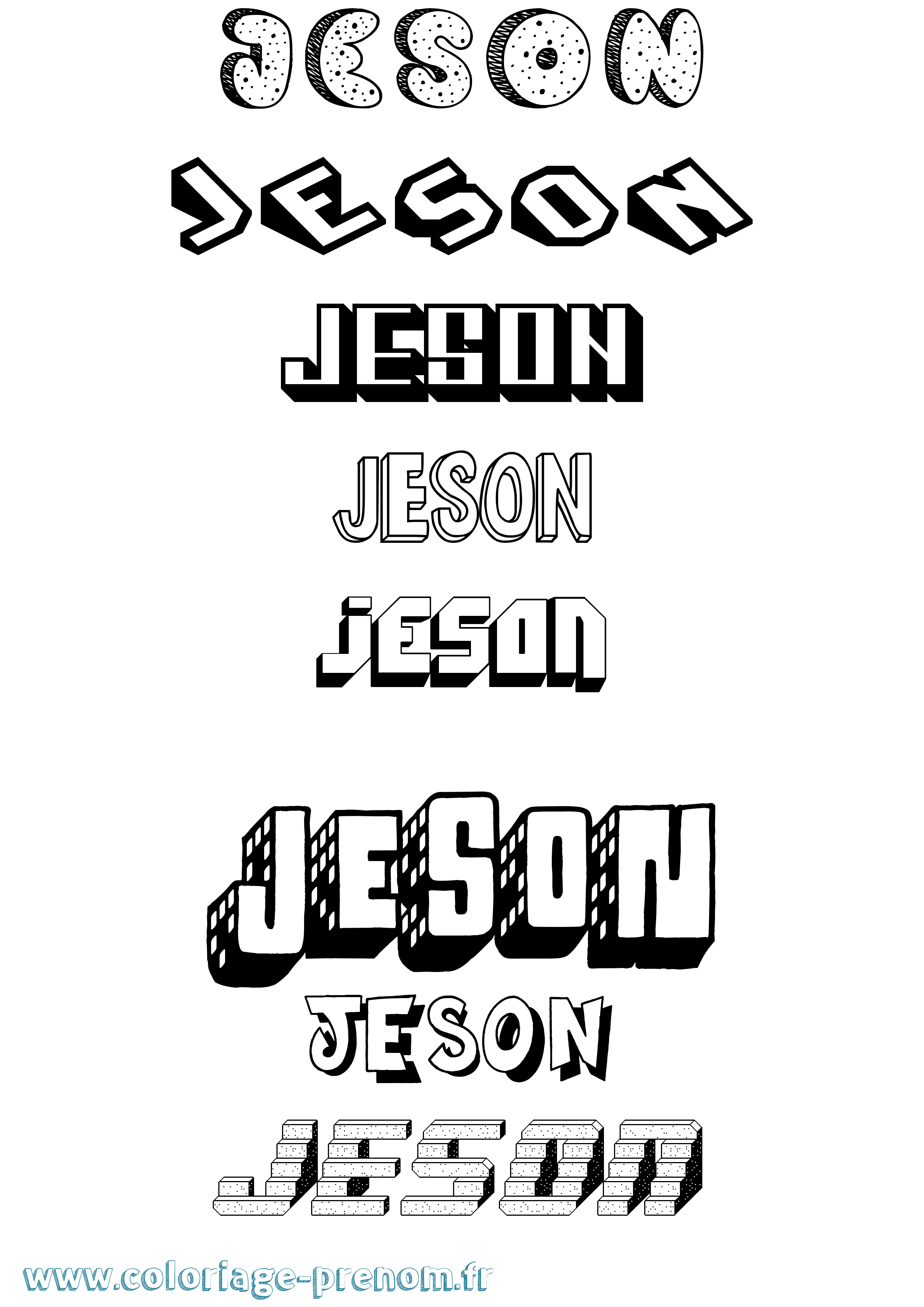 Coloriage prénom Jeson Effet 3D