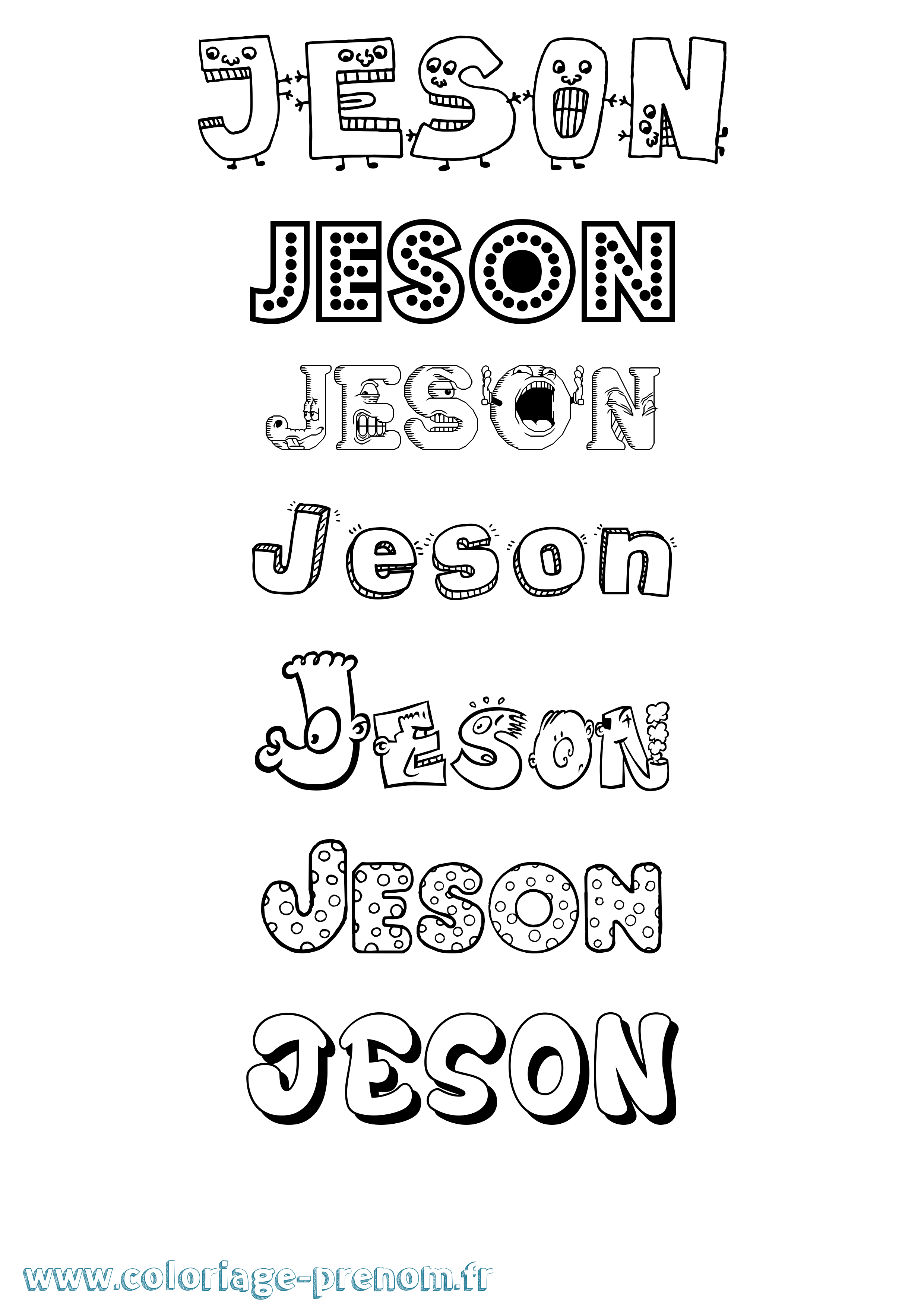 Coloriage prénom Jeson Fun