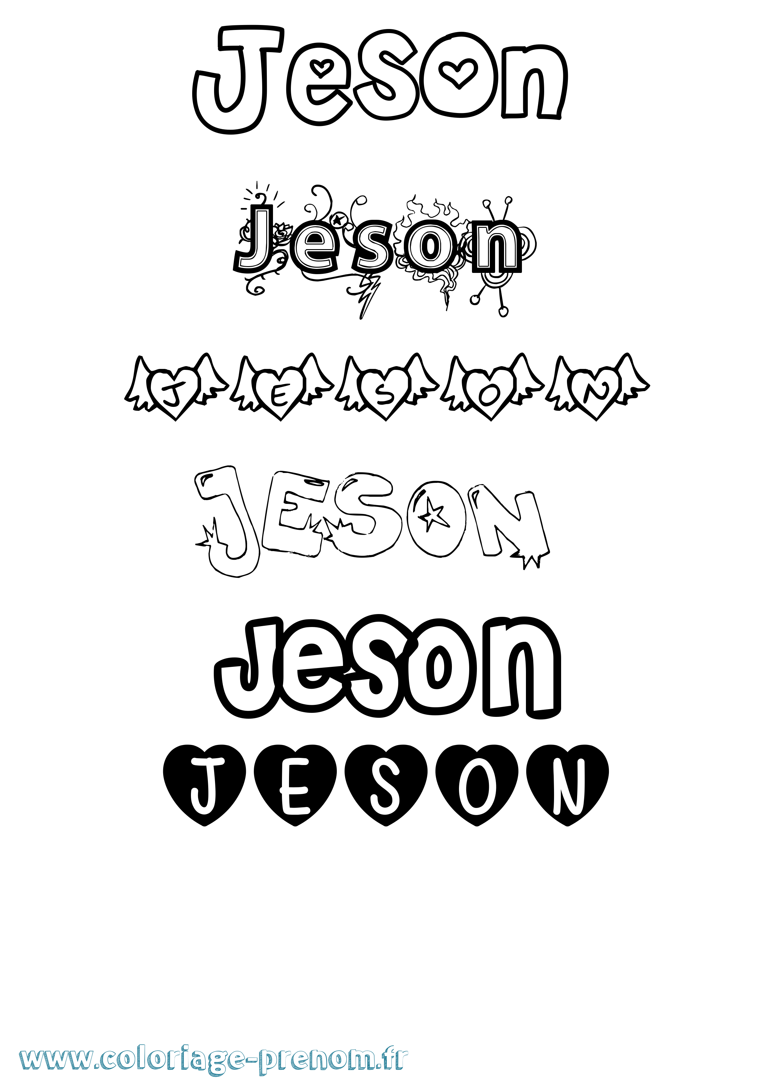 Coloriage prénom Jeson Girly