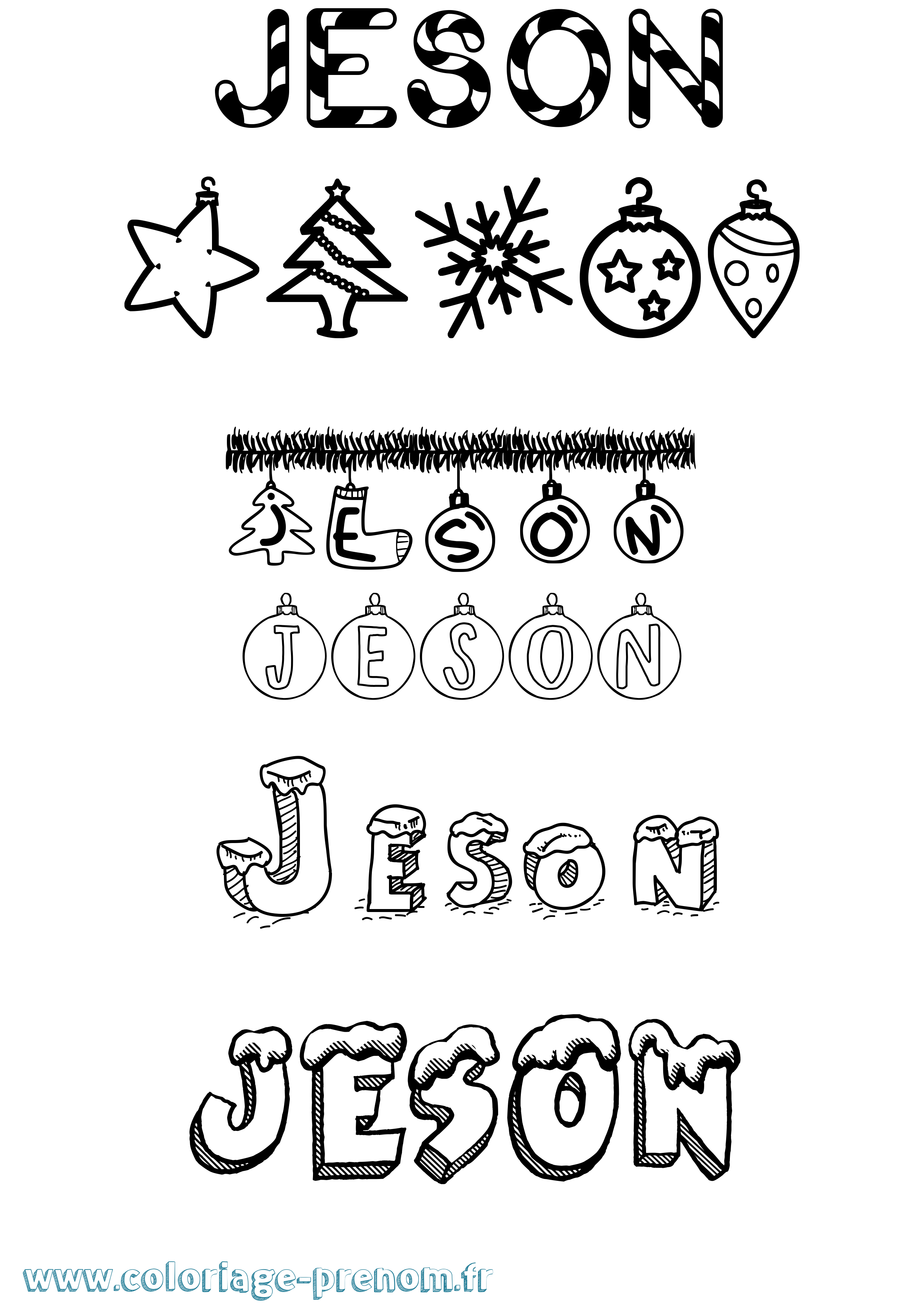 Coloriage prénom Jeson Noël