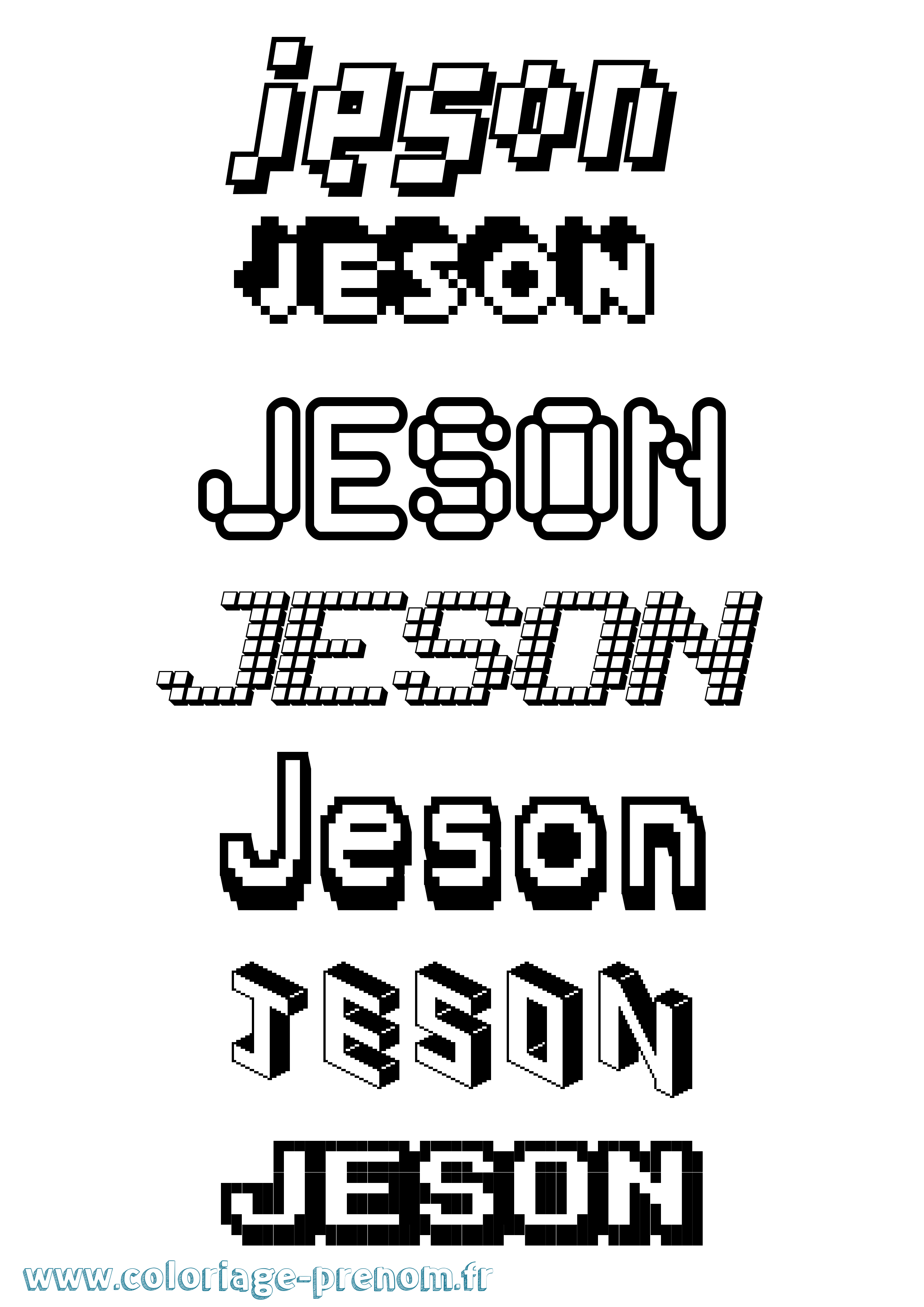 Coloriage prénom Jeson Pixel