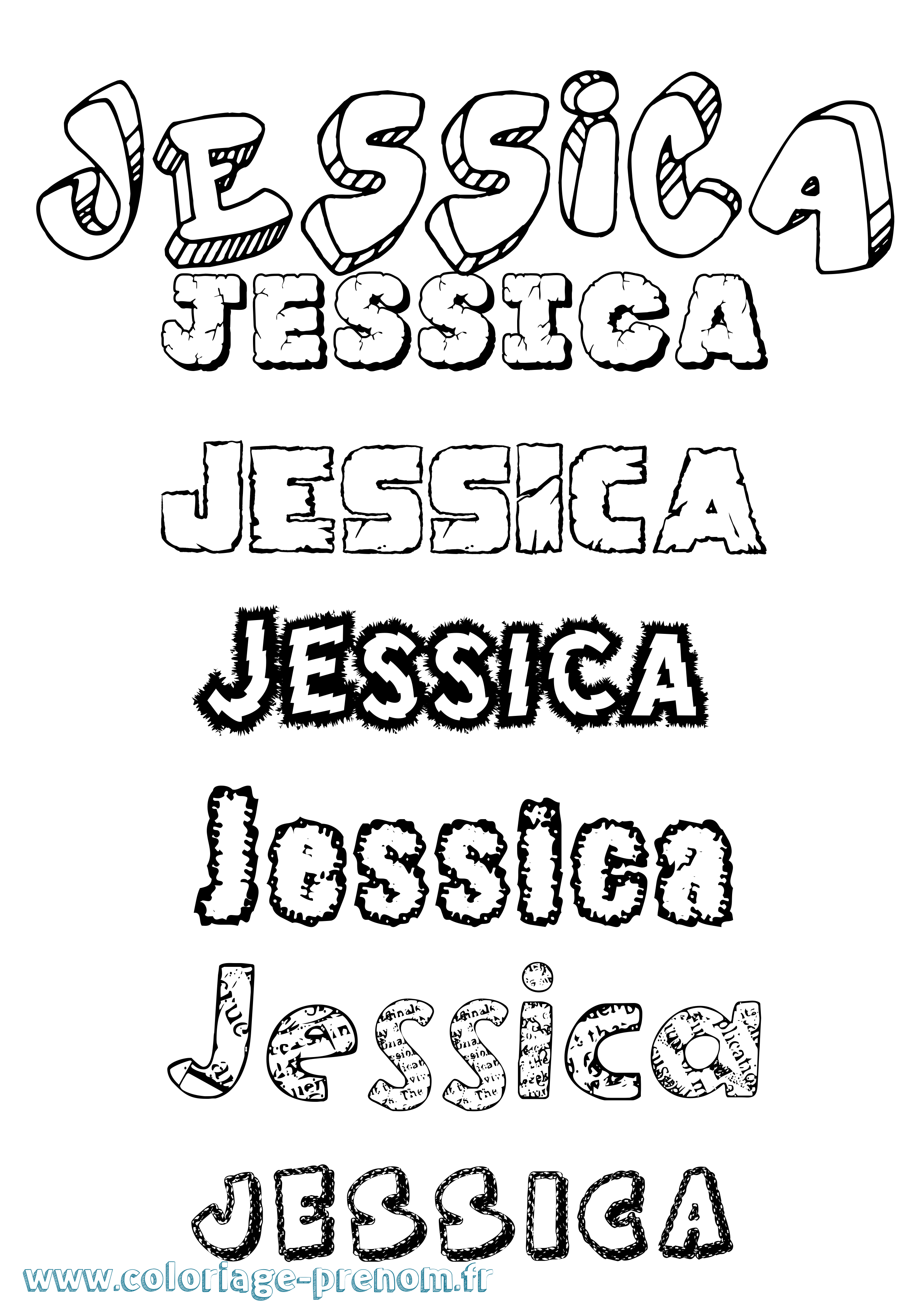 Coloriage prénom Jessica Destructuré
