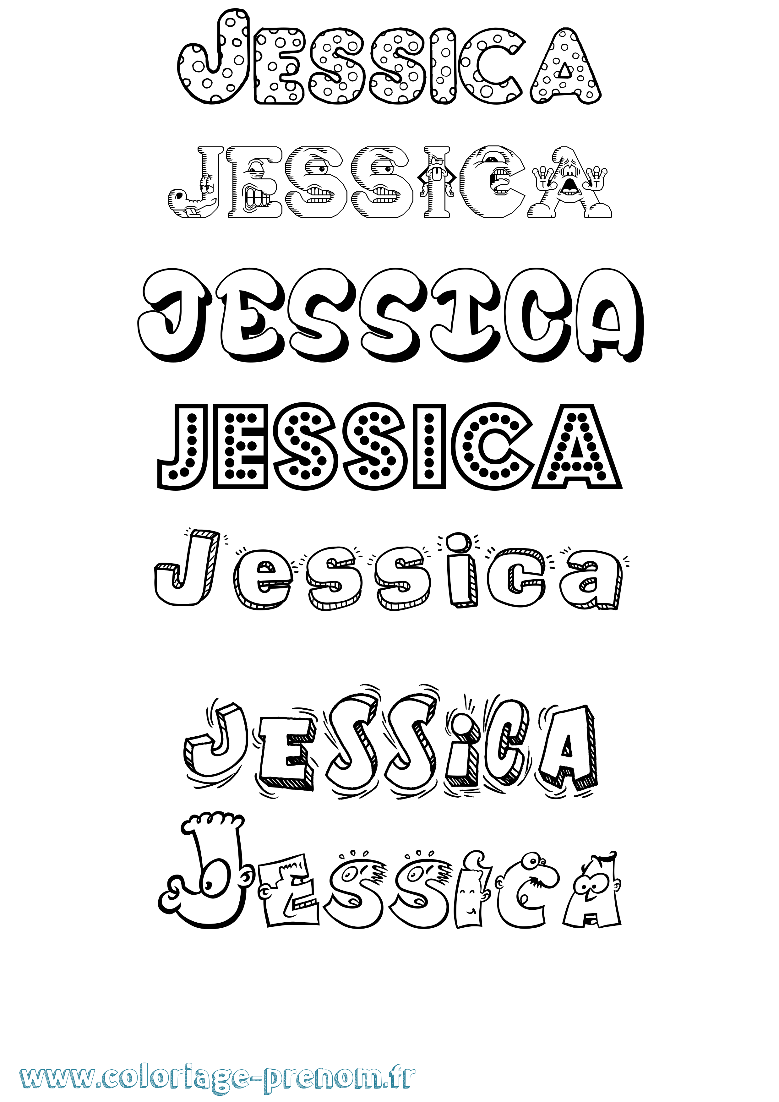 Coloriage prénom Jessica Fun