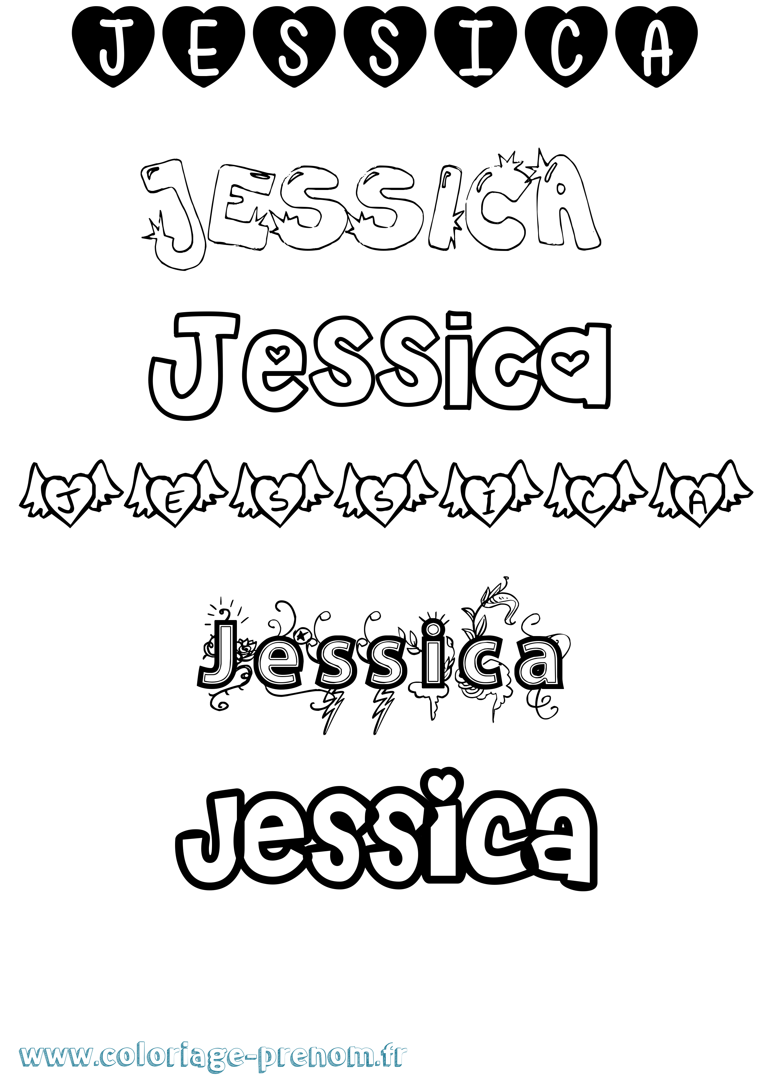 Coloriage prénom Jessica Girly