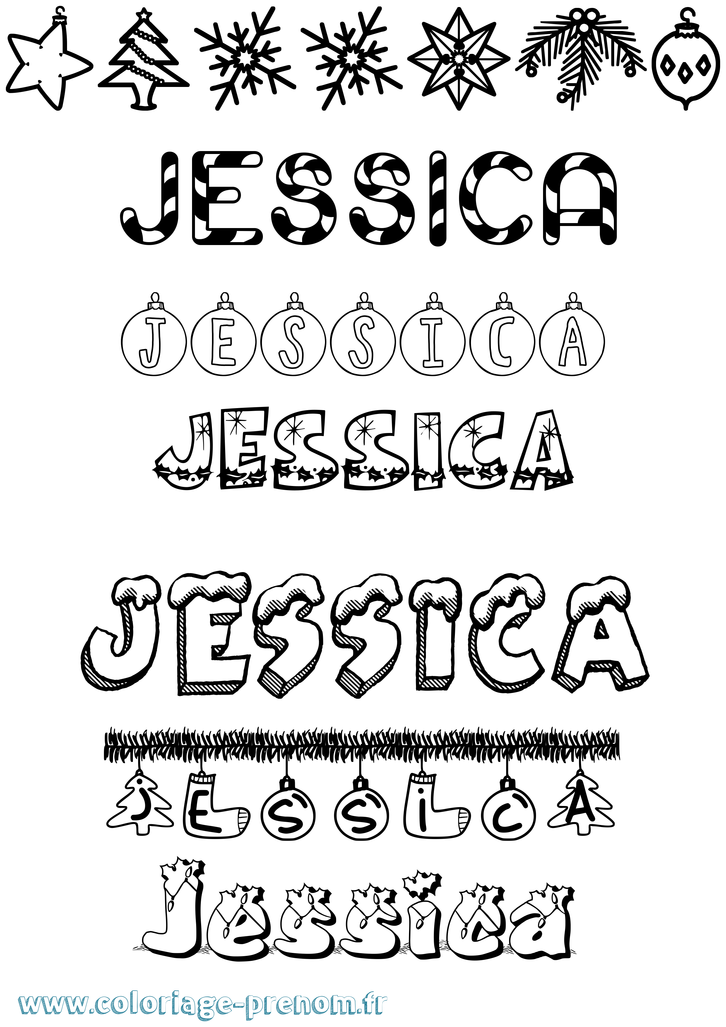 Coloriage prénom Jessica Noël