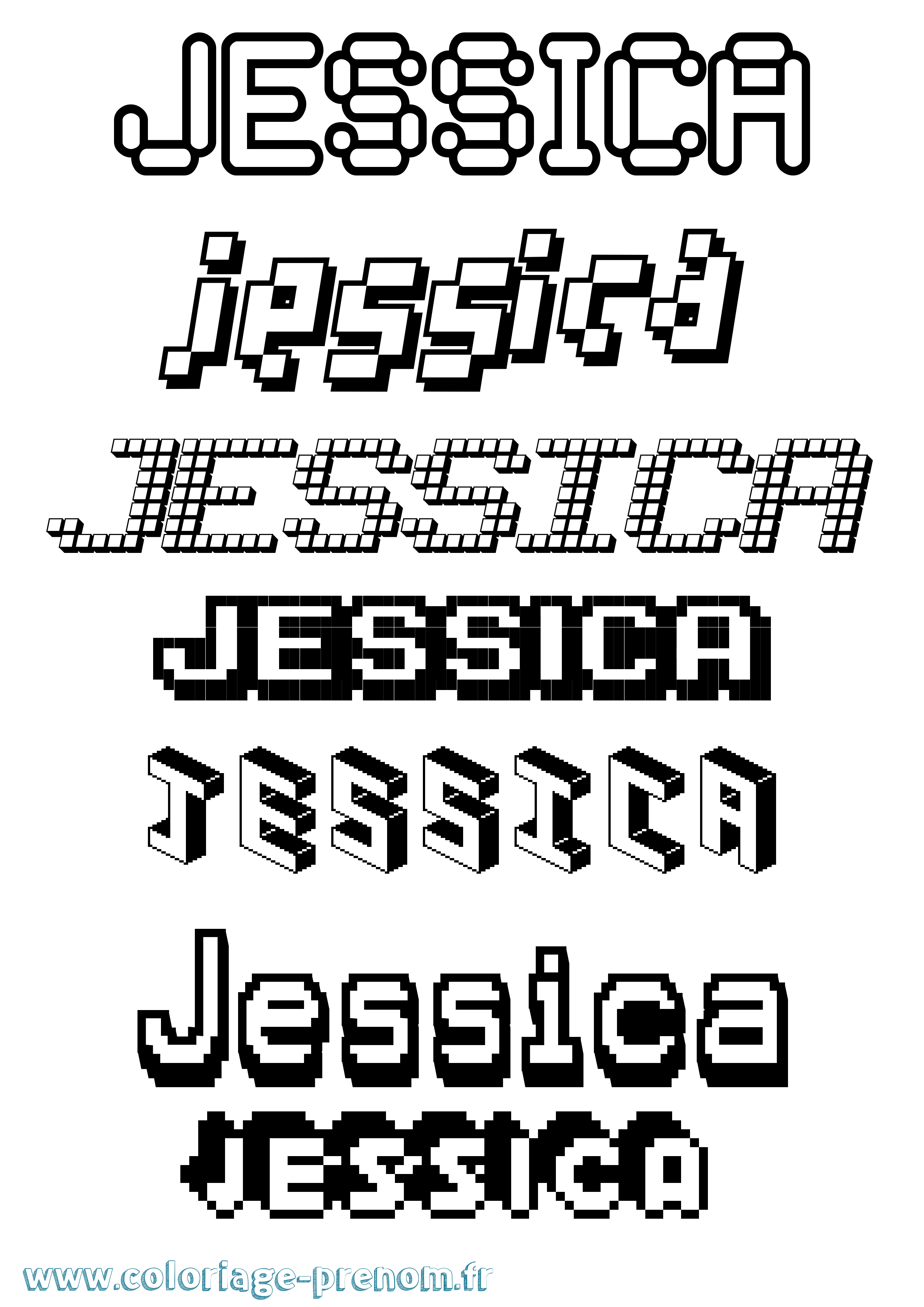 Coloriage prénom Jessica Pixel
