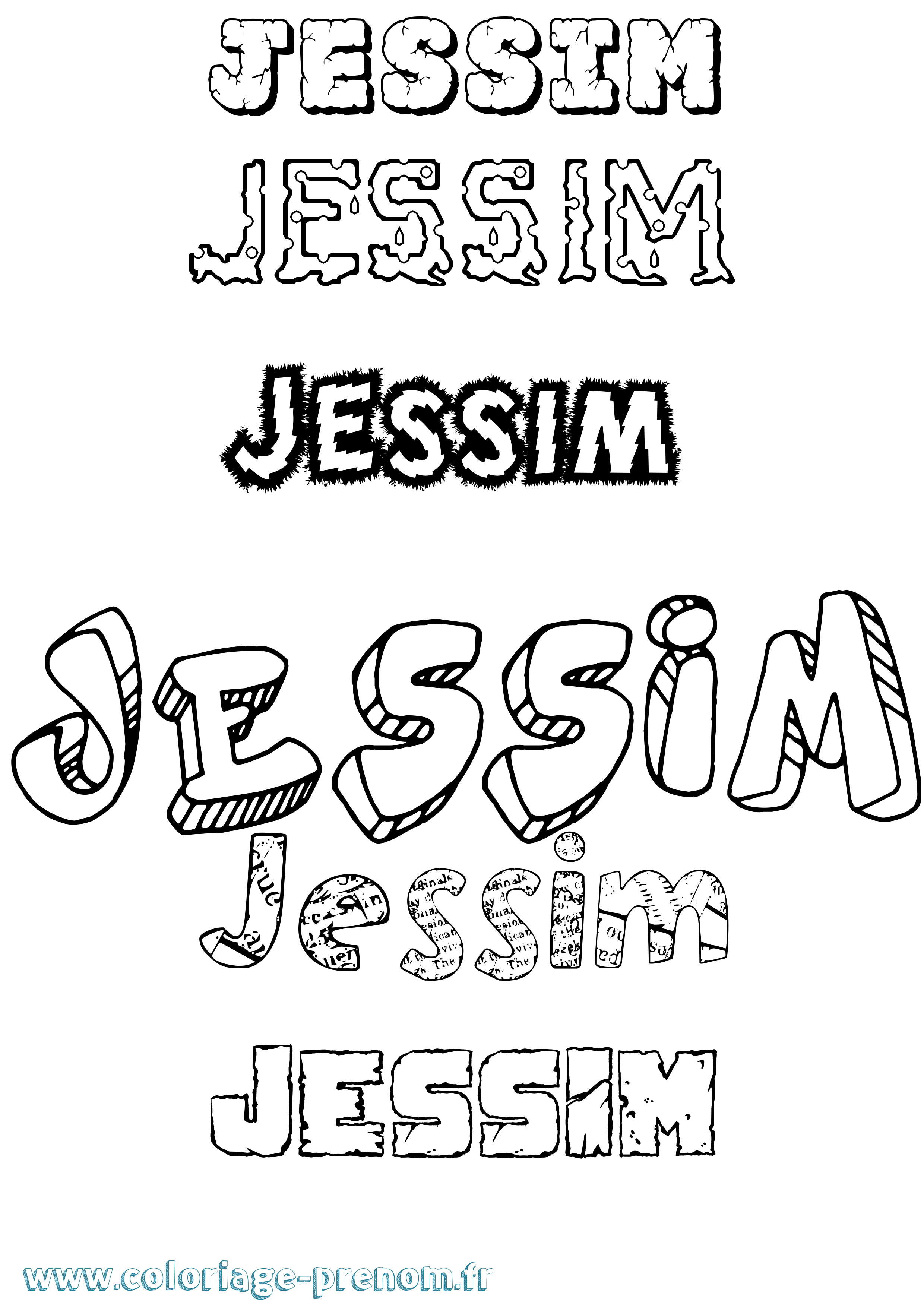Coloriage prénom Jessim Destructuré