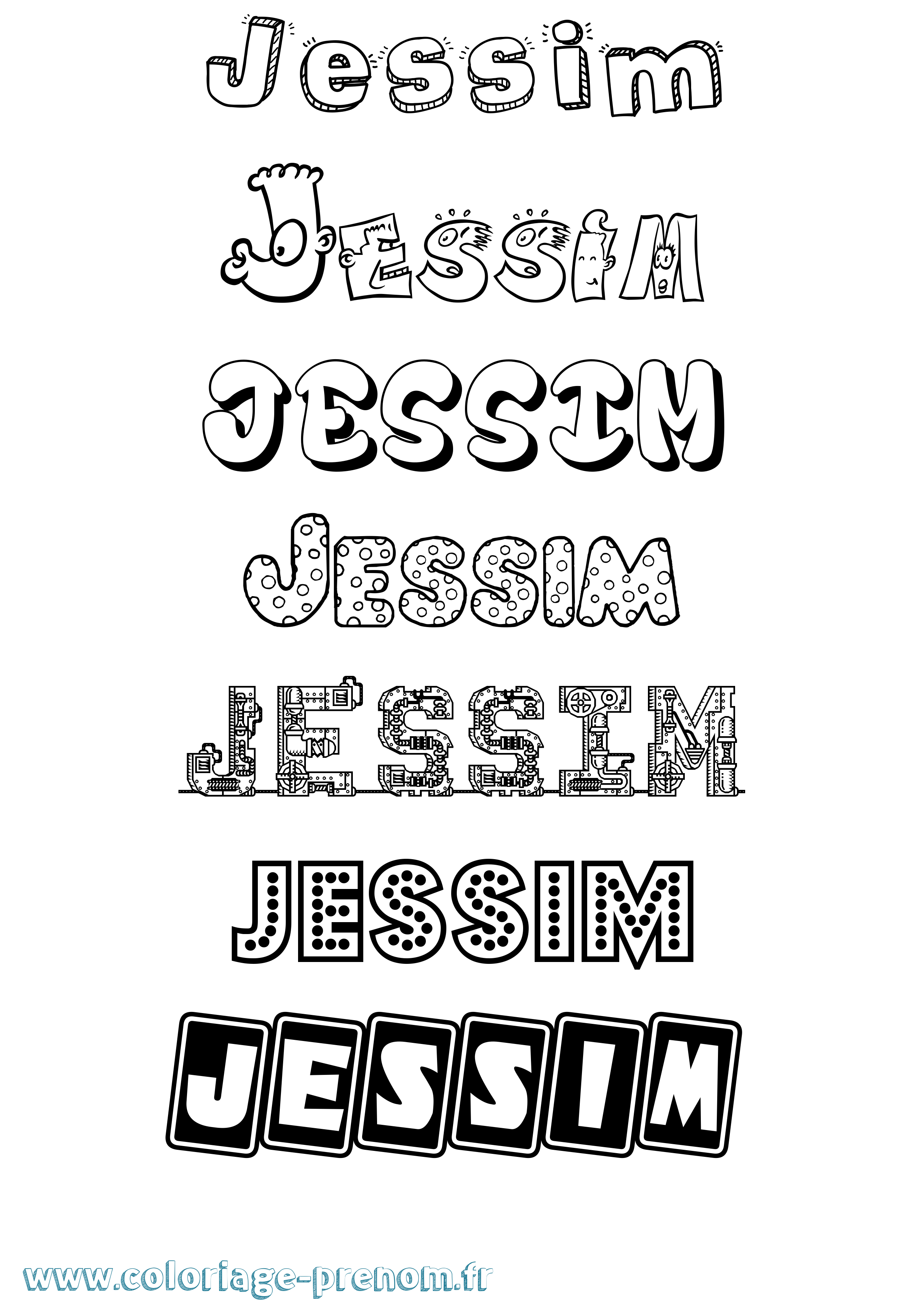 Coloriage prénom Jessim Fun