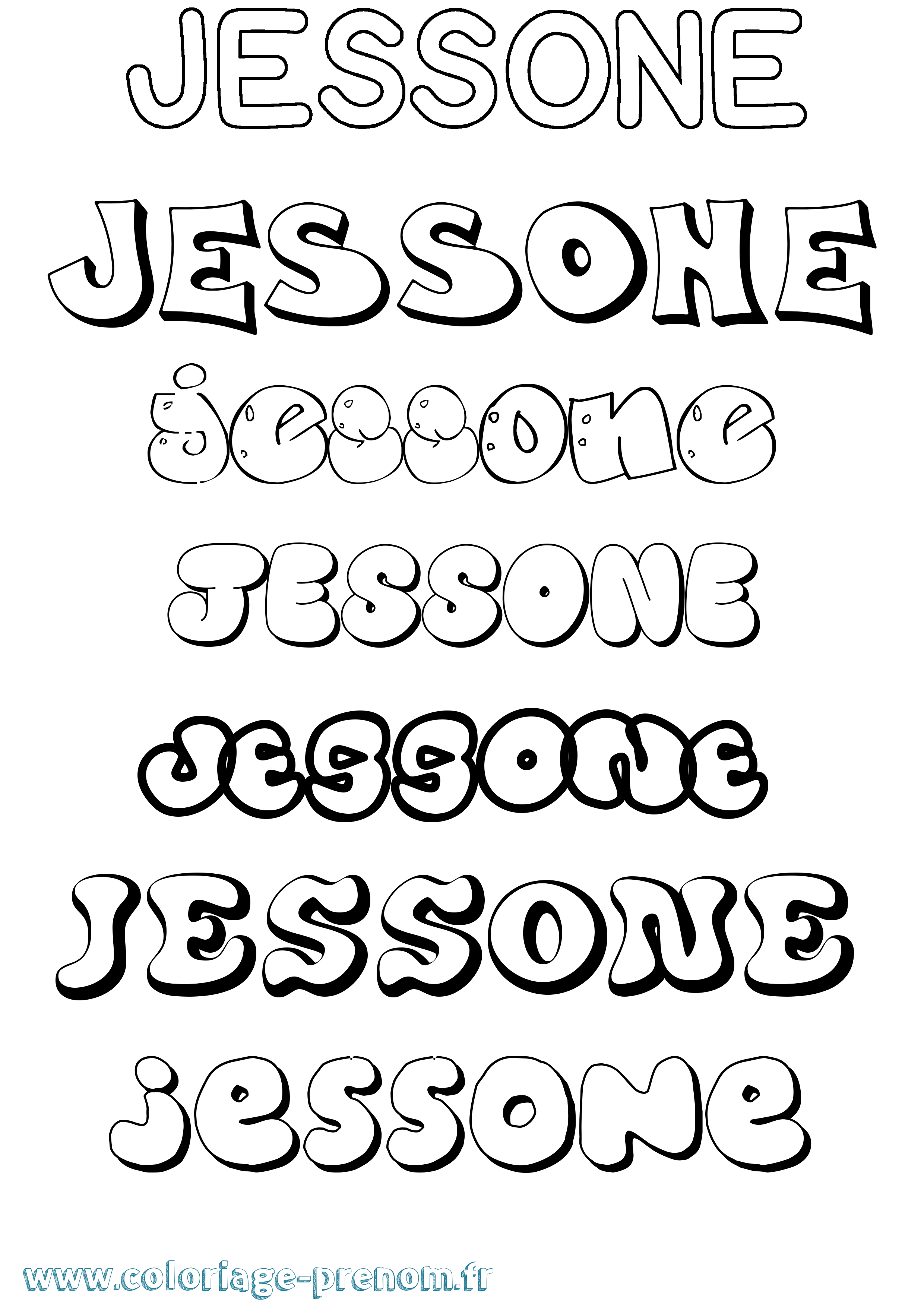 Coloriage prénom Jessone Bubble