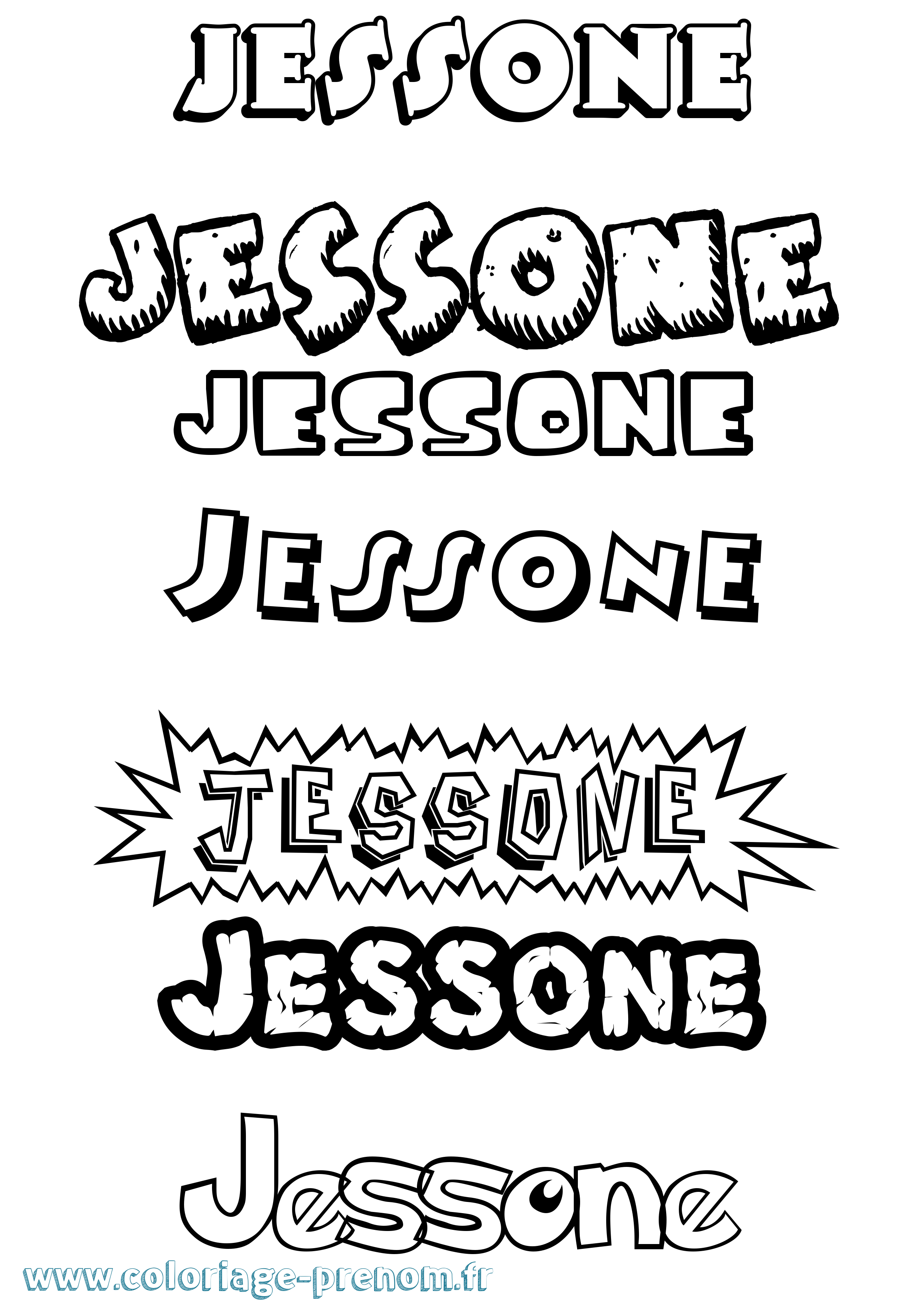 Coloriage prénom Jessone Dessin Animé