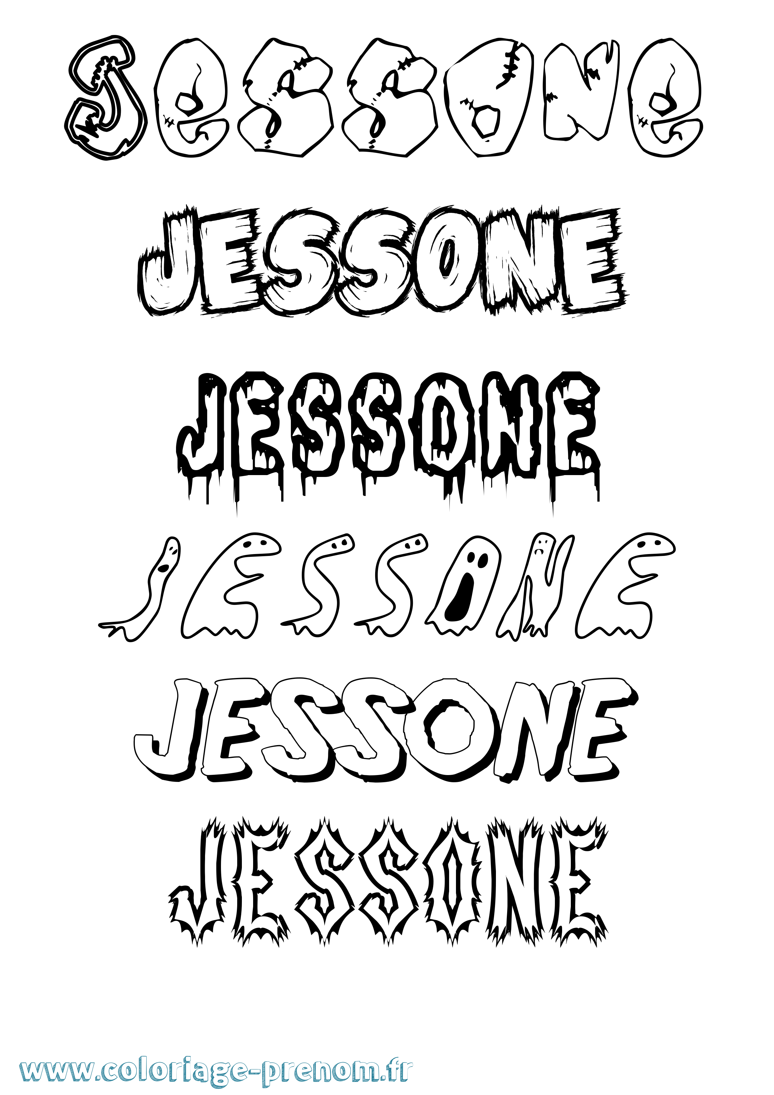 Coloriage prénom Jessone Frisson