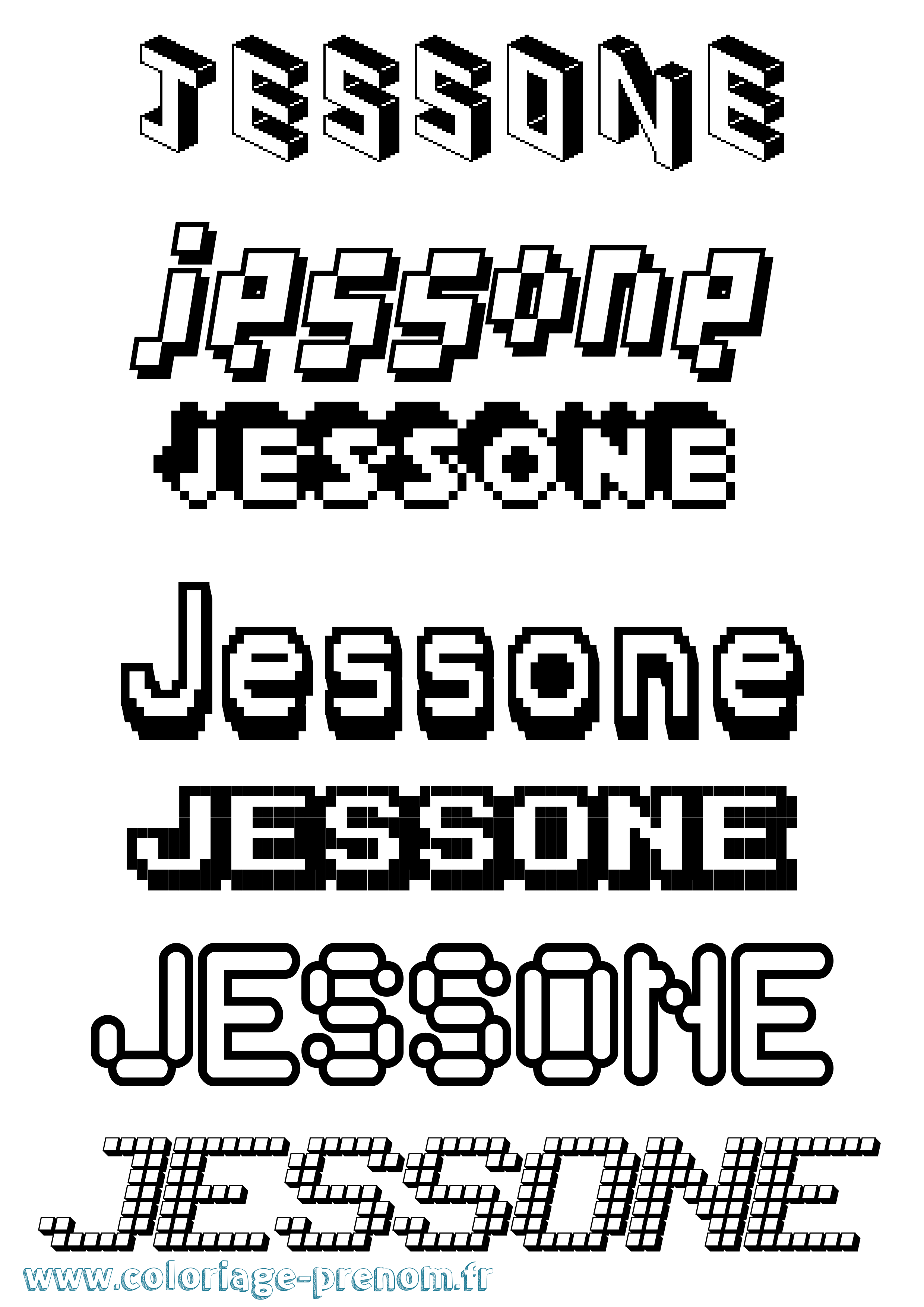 Coloriage prénom Jessone Pixel