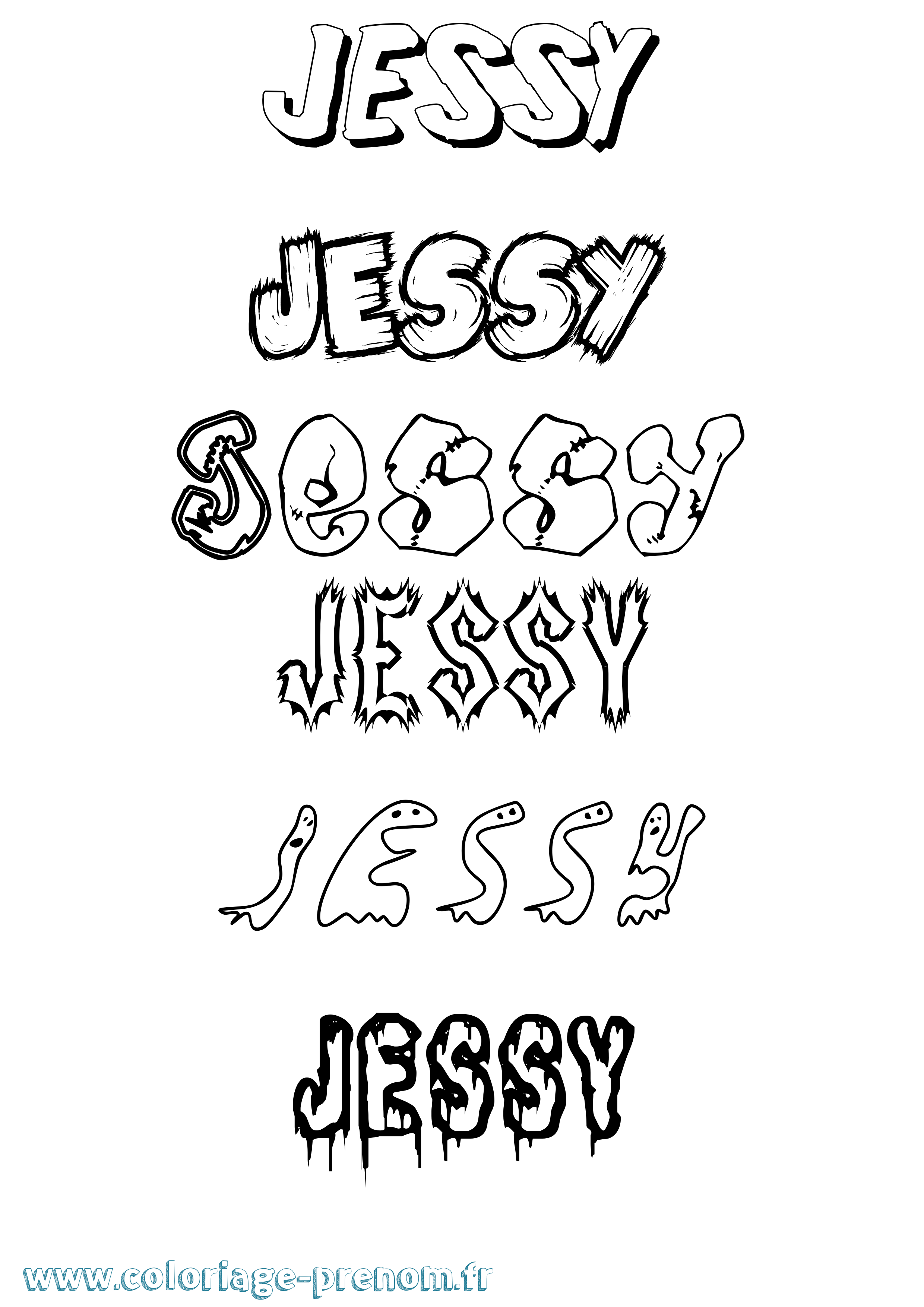 Coloriage prénom Jessy Frisson