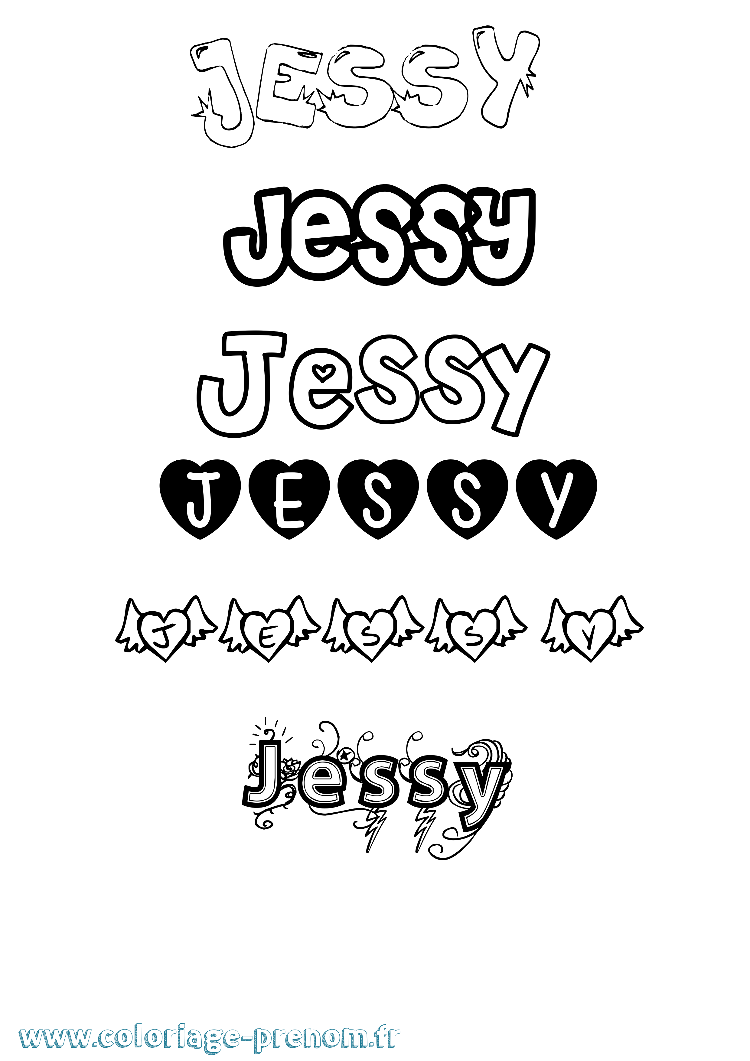 Coloriage prénom Jessy Girly